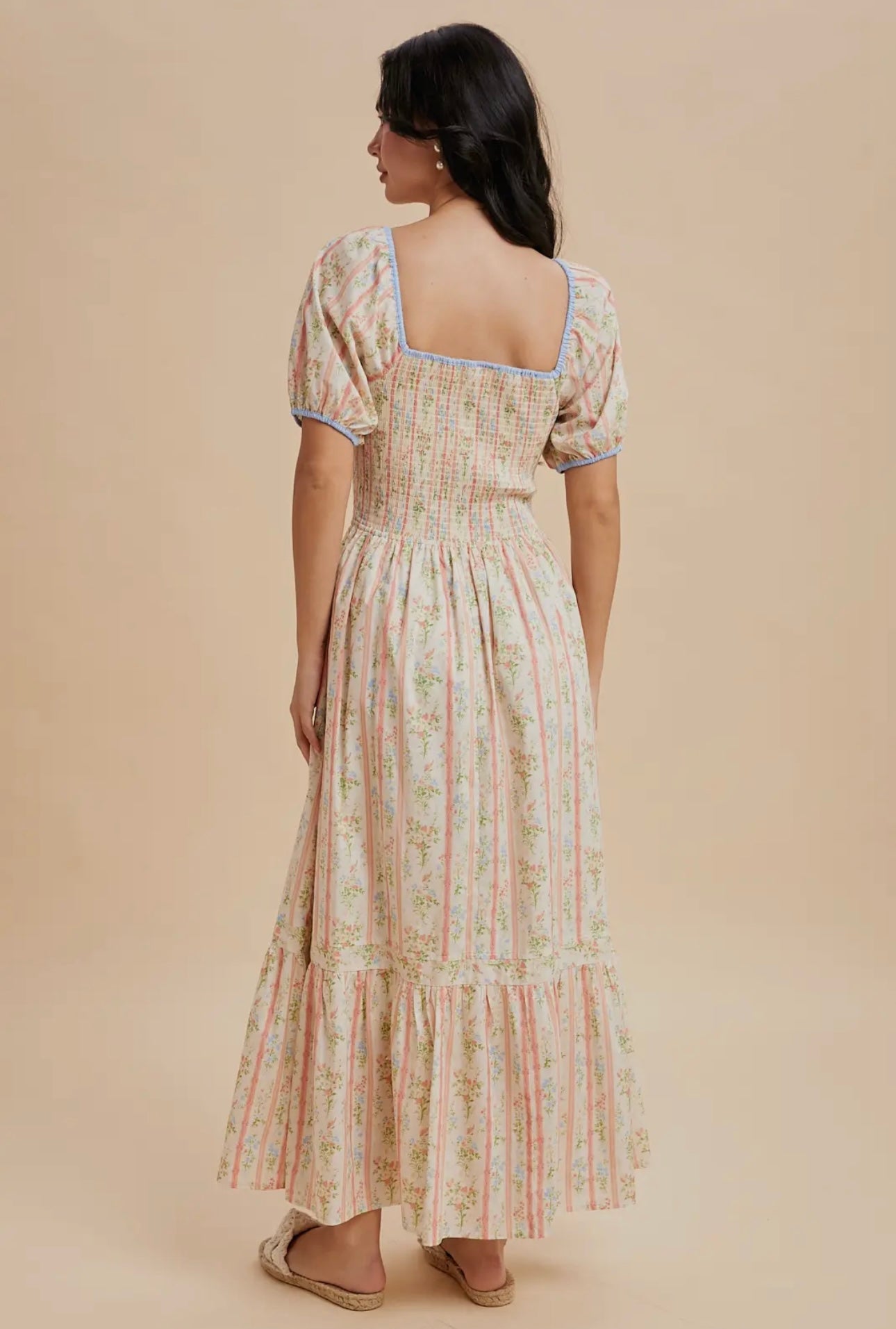 Anna Smocked Cotton Floral Maxi Dress