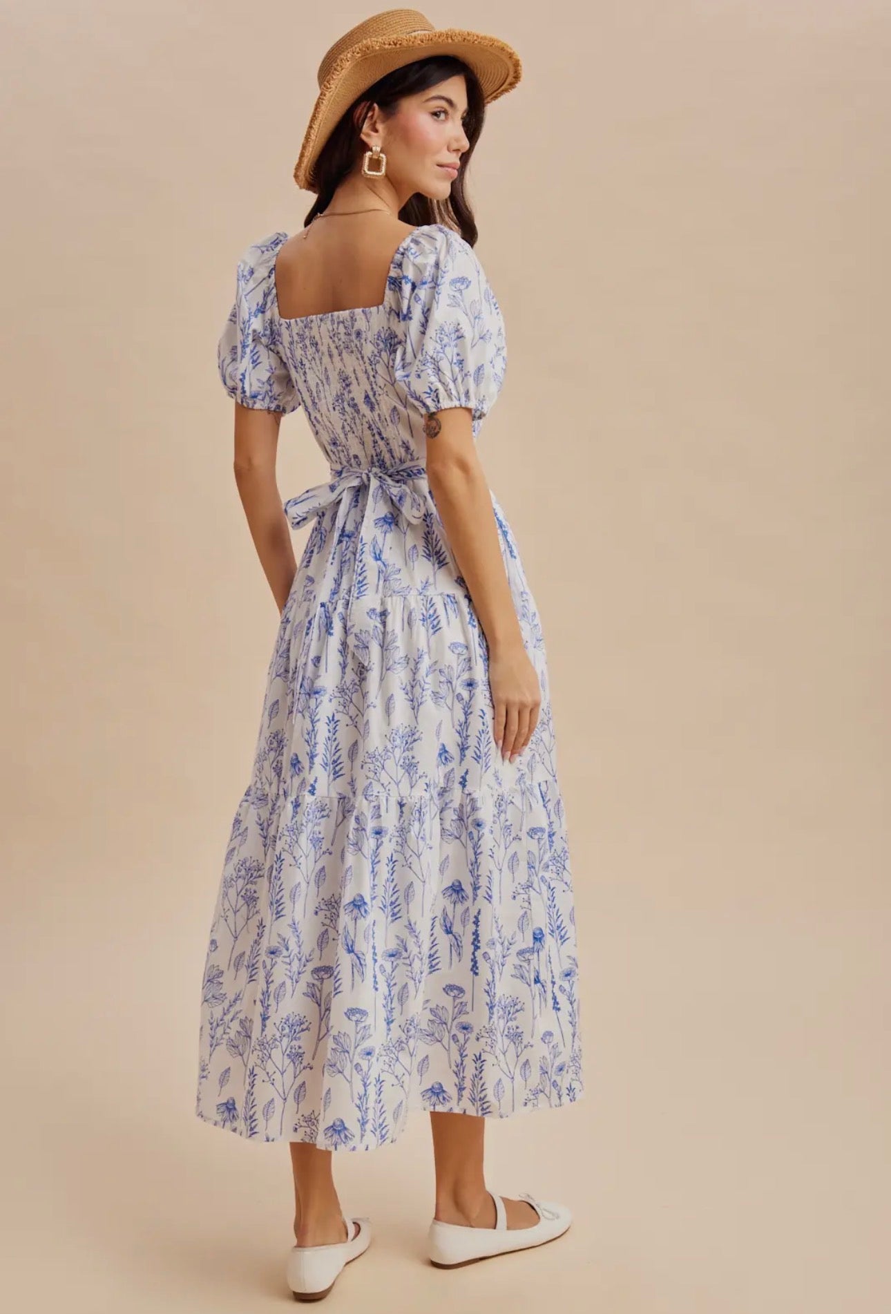 Adara Floral Tiered Square Neck Maxi Dress