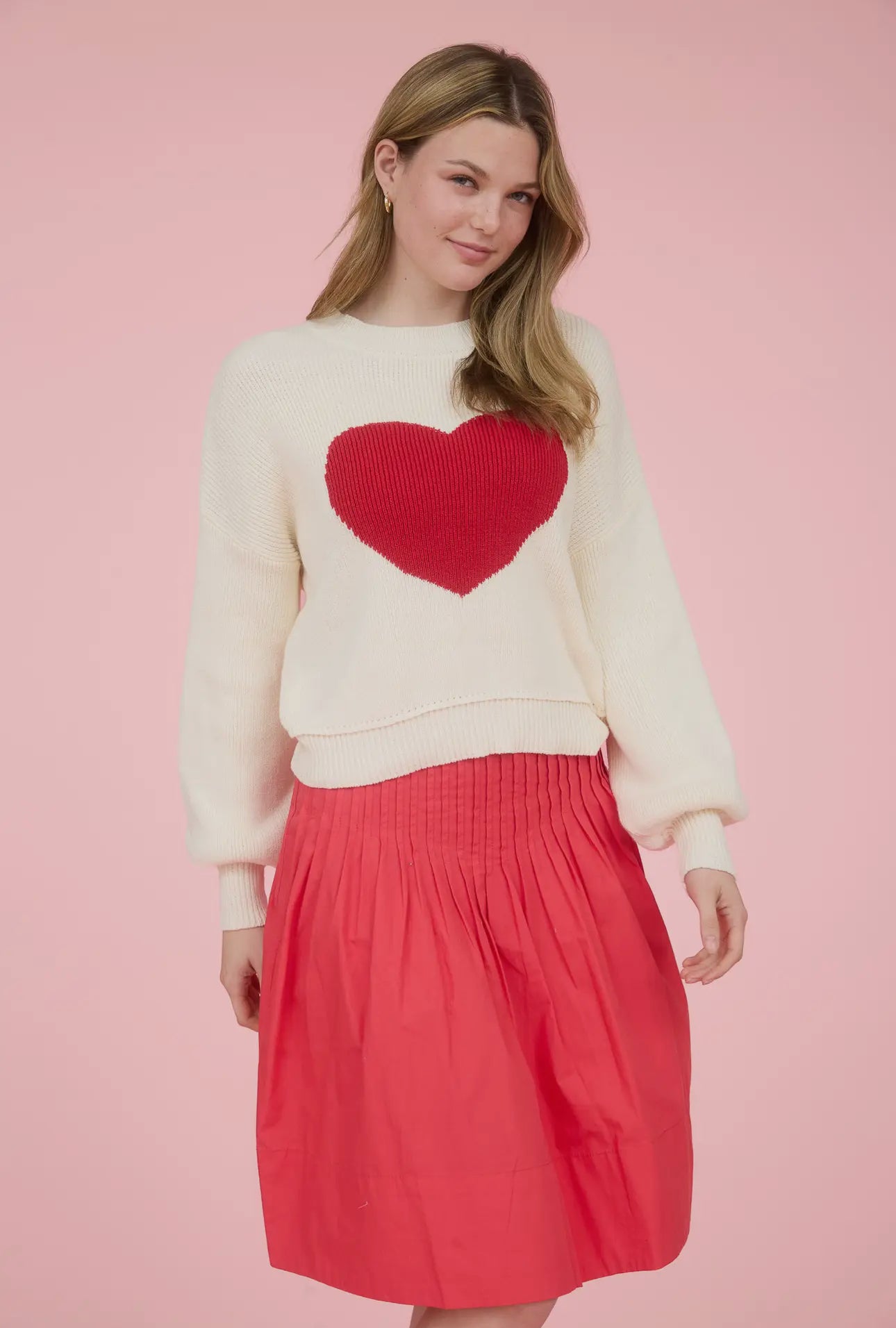 Heart Crew Neck Knit Pullover Sweater