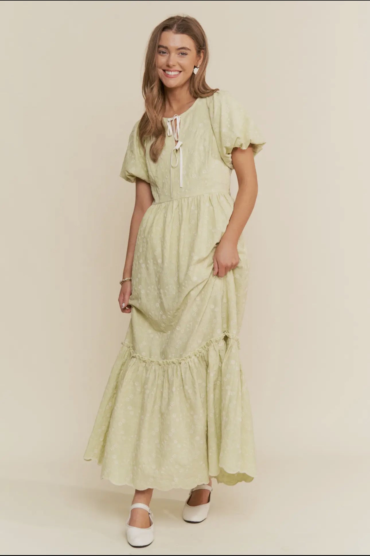 Floral Embroidered Tiered Maxi Dress