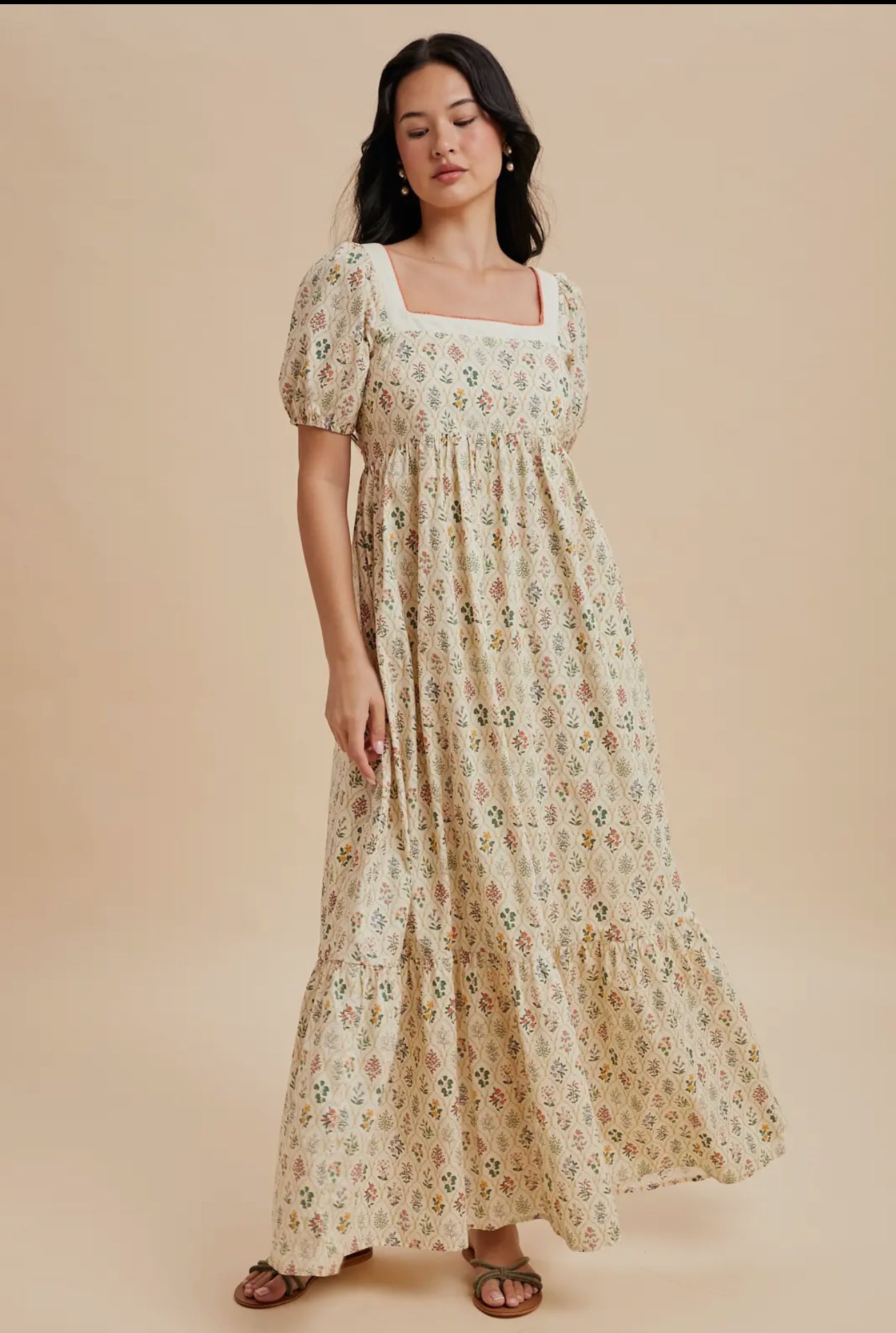 Abigail Cotton Floral Puff Sleeve Maxi Dress