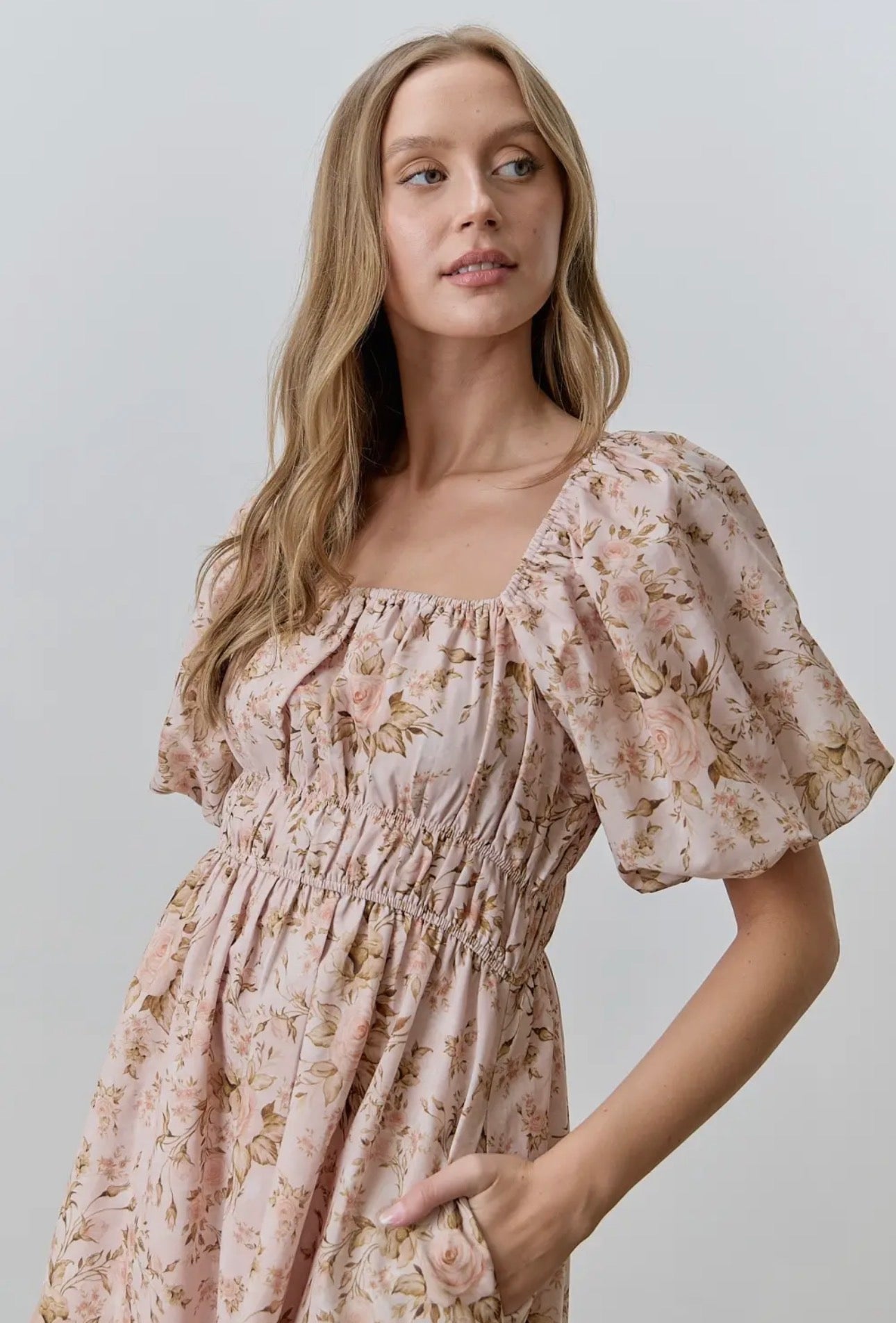 Angie Floral Print Midi Dress