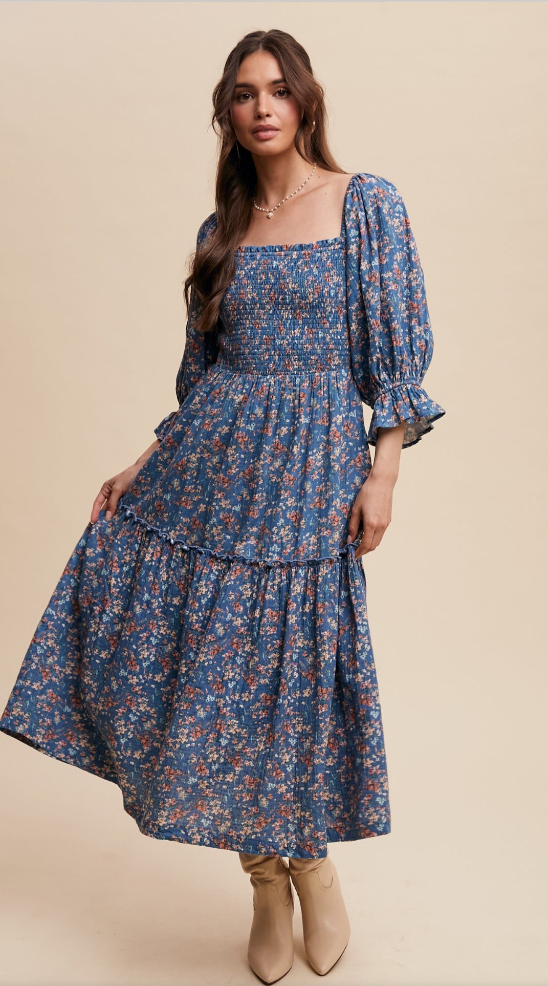 Floral Tiered Midi Dress