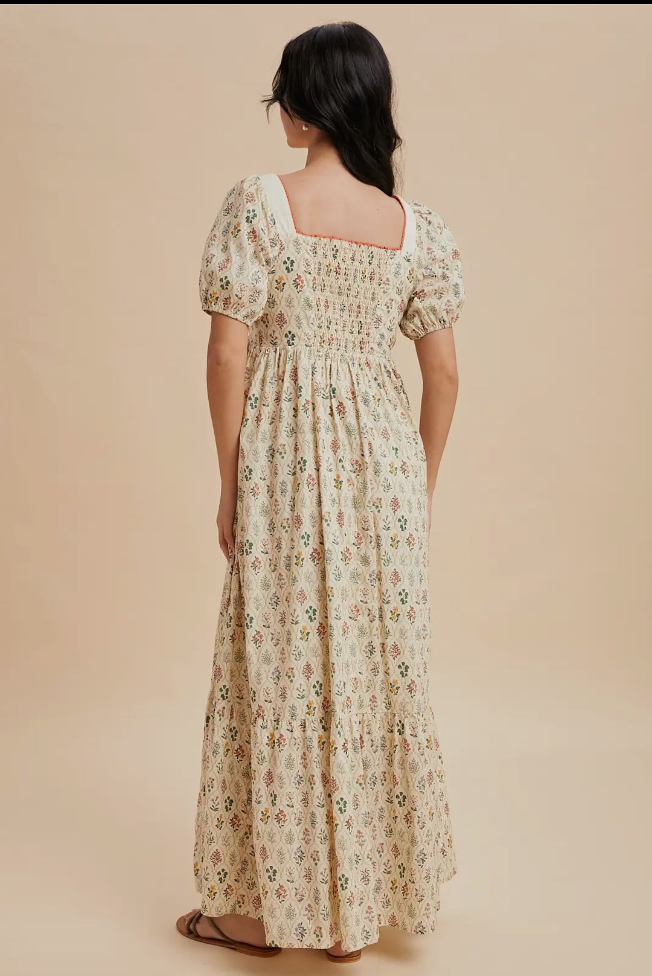 Abigail Cotton Floral Puff Sleeve Maxi Dress