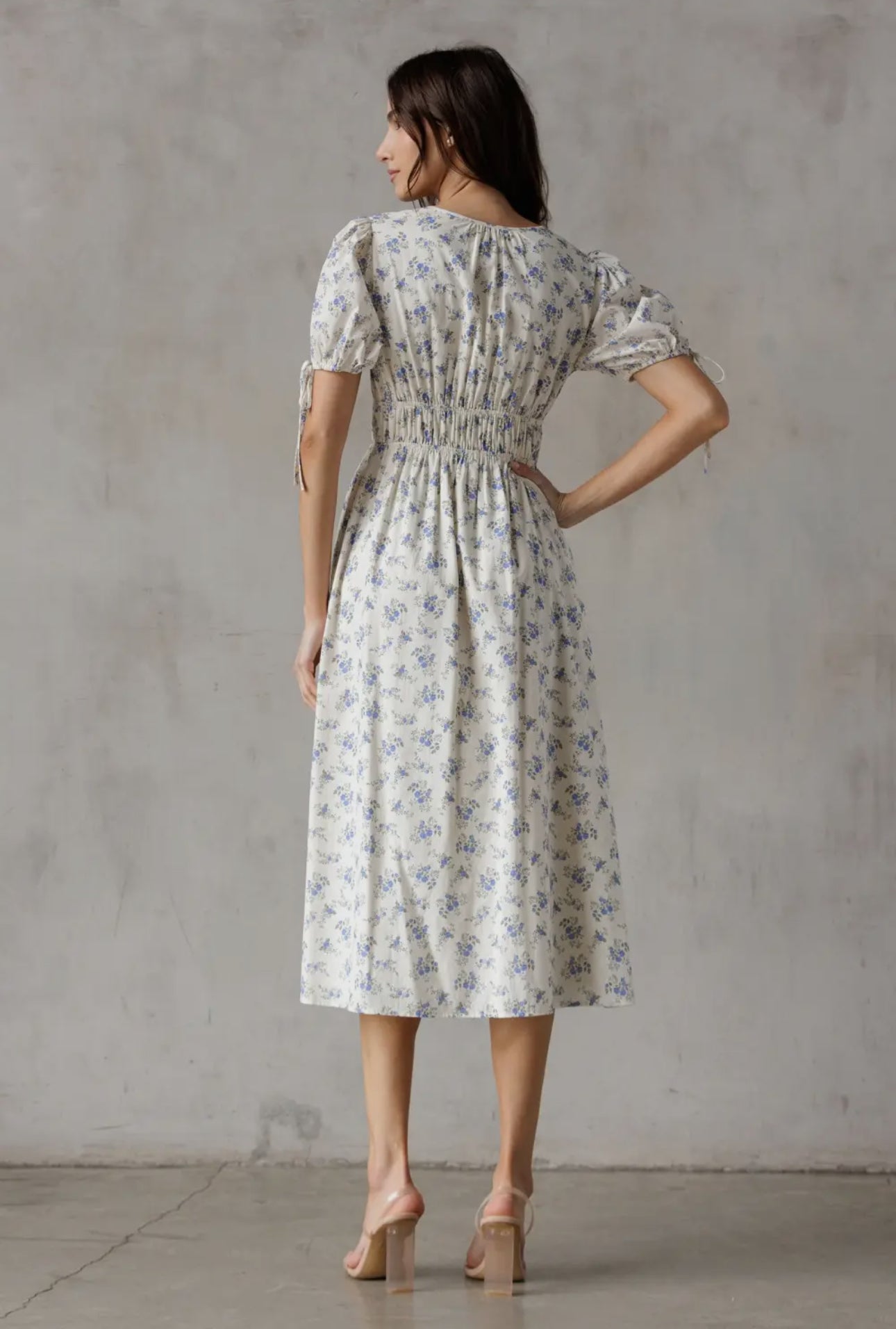 Eve Blue Floral Midi Dress
