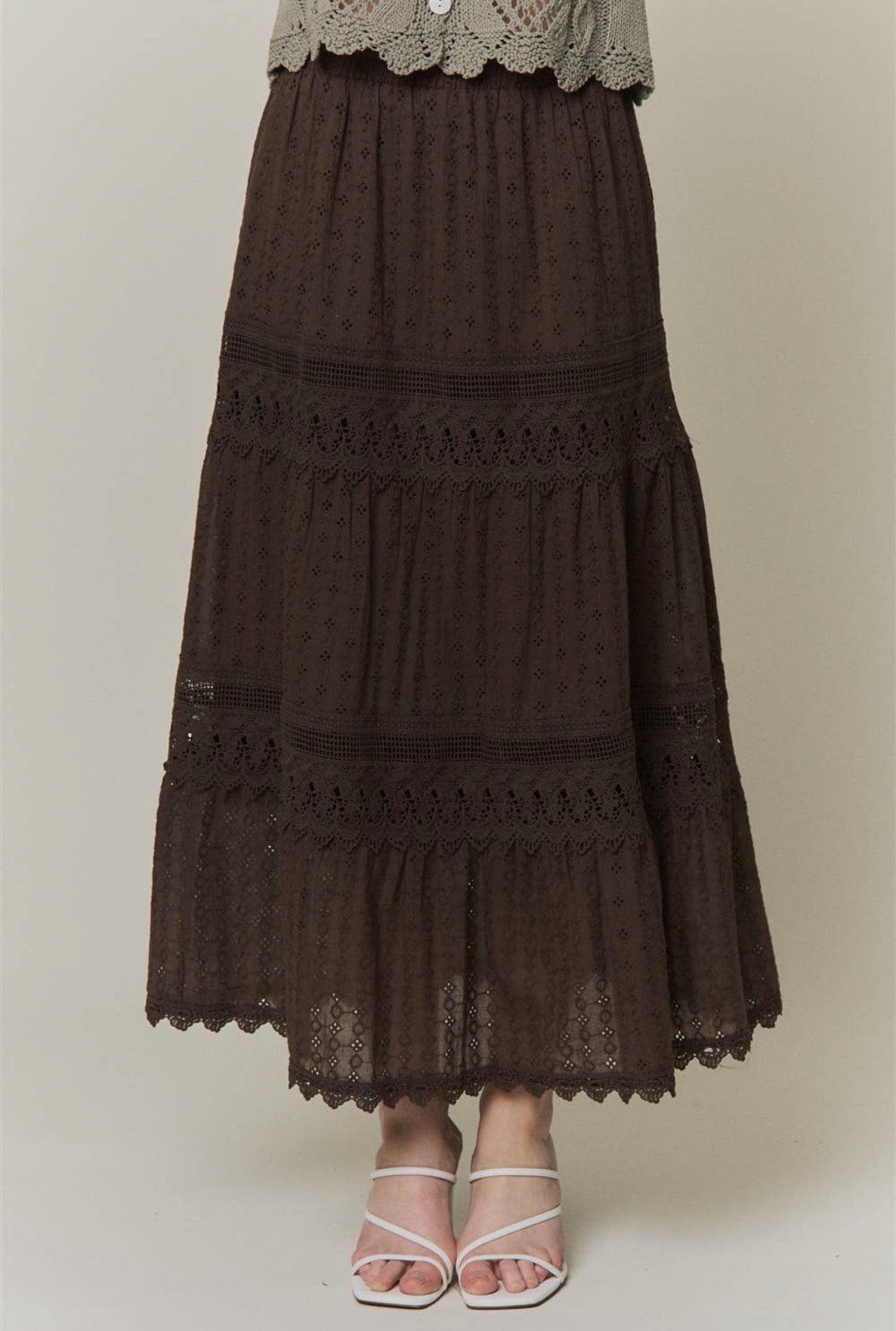 Lina Boho Lace Maxi Skirt