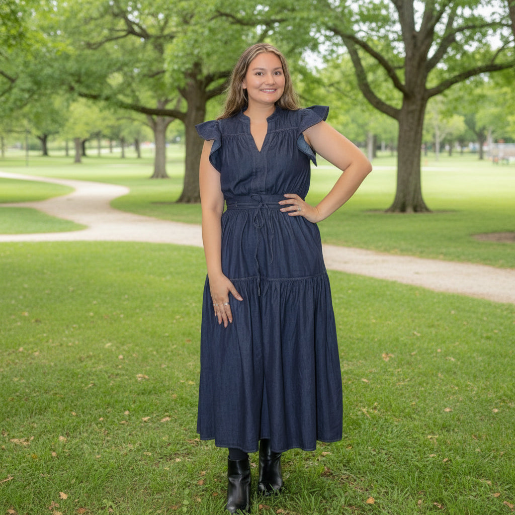 A Lightweight Denim Midi Dress