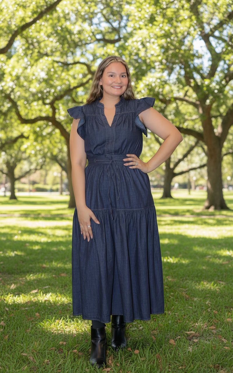 A Lightweight Denim Midi Dress