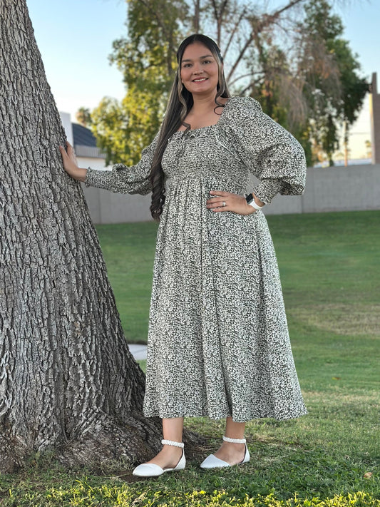 Smocked Ruffled Floral Maxi