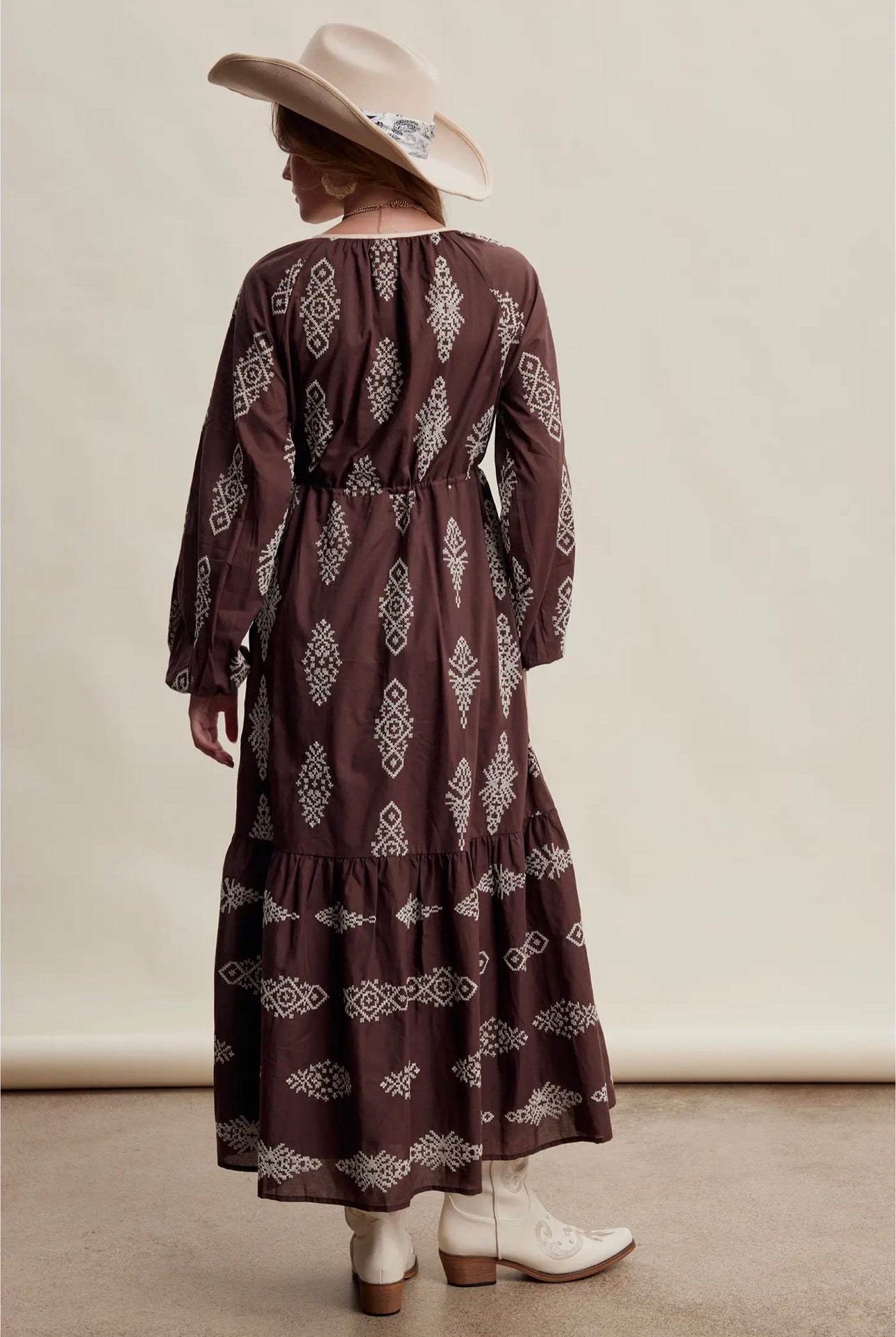 Lainey Embroidered and Lace Trim Maxi Dress