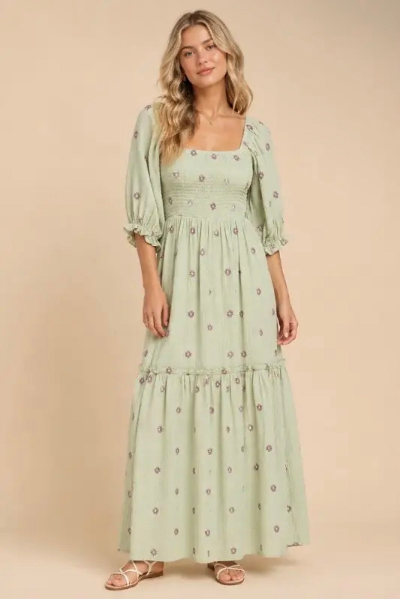 Flower Embroidered Maxi Dress