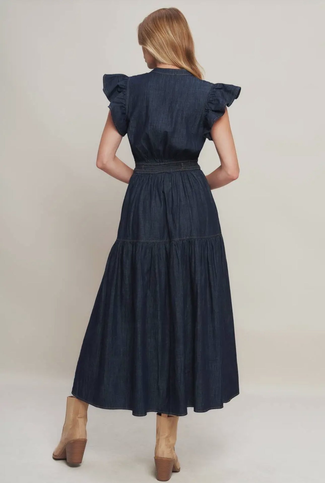 A Lightweight Denim Midi Dress