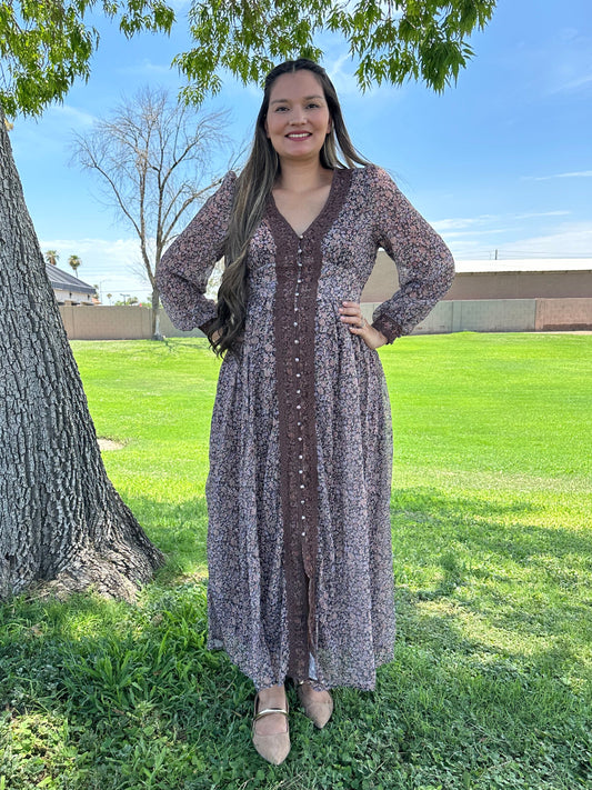 Dania Lace Trim Floral Maxi Dress
