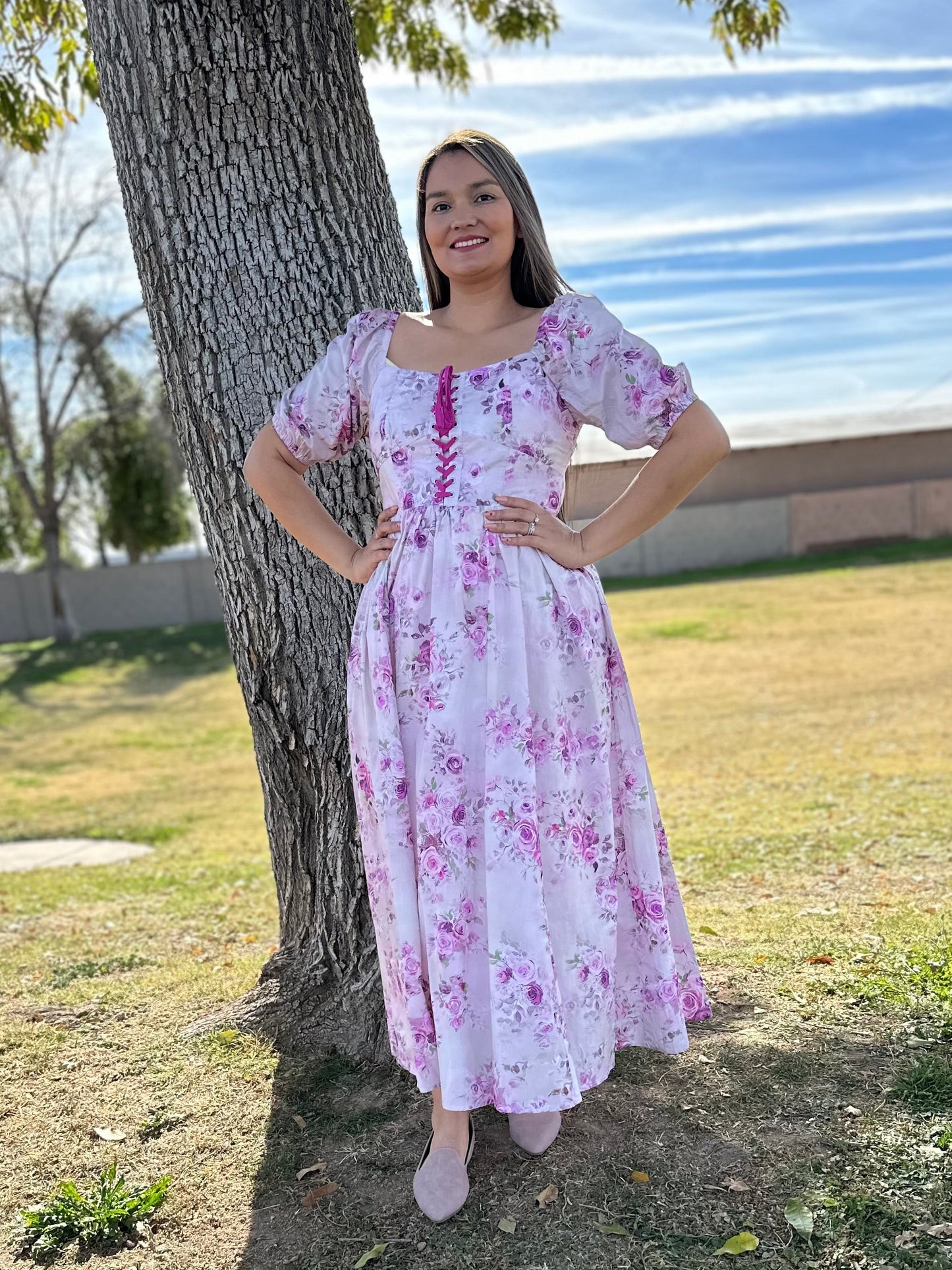 Eliana Floral Corset Puff Maxi Dress
