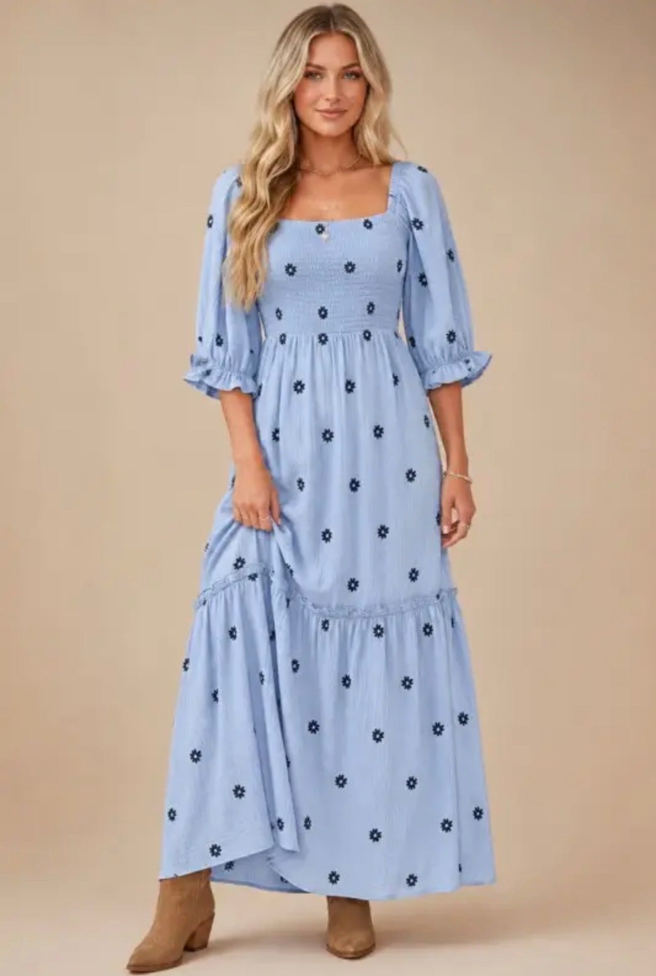 Flower Embroidered Maxi Dress