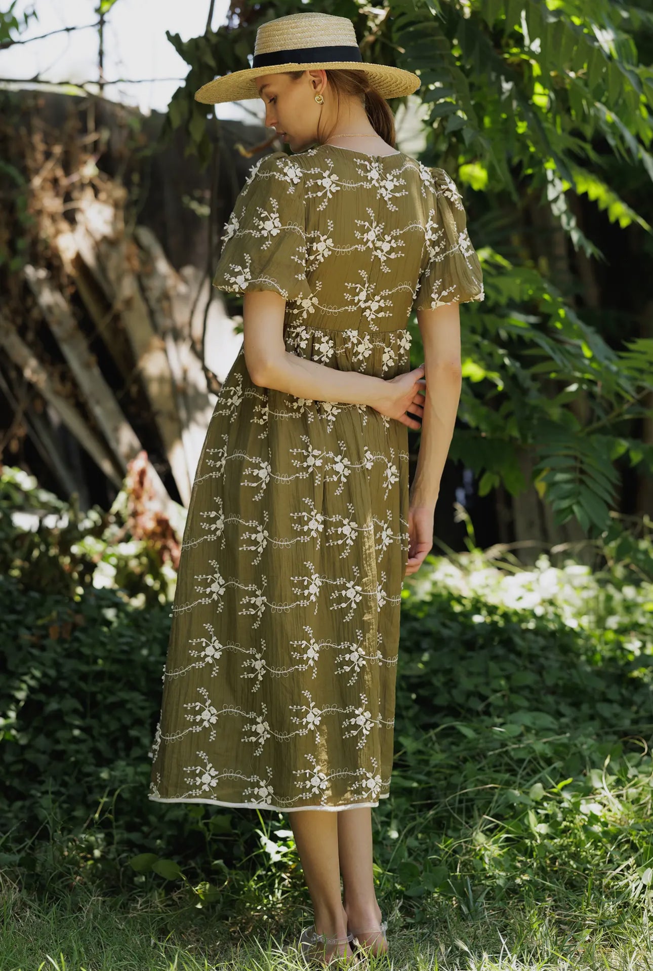 Vintage-Inspired Embroidered Midi Dress