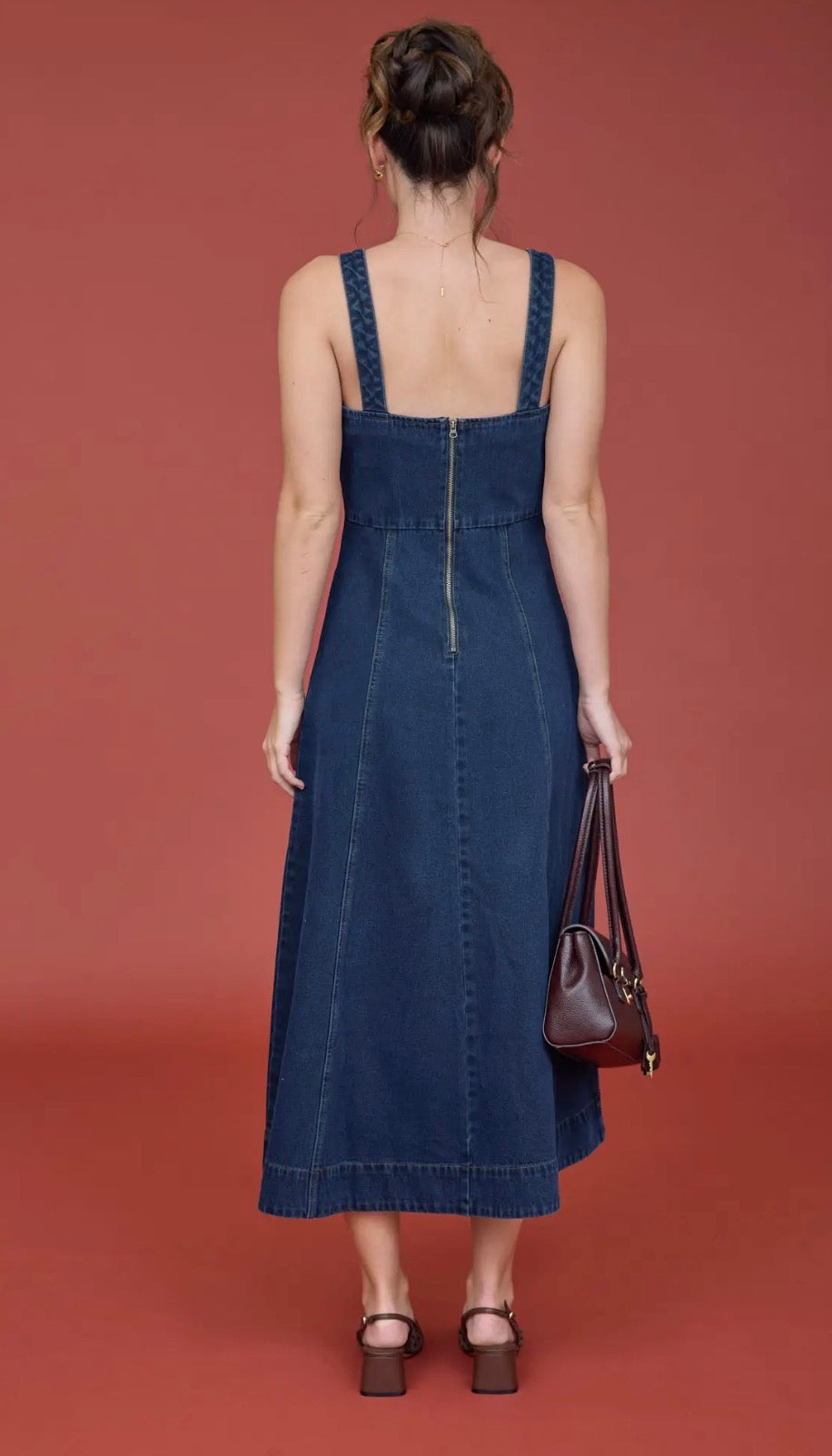 Sweetheart Sleeveless Denim Midi Dress