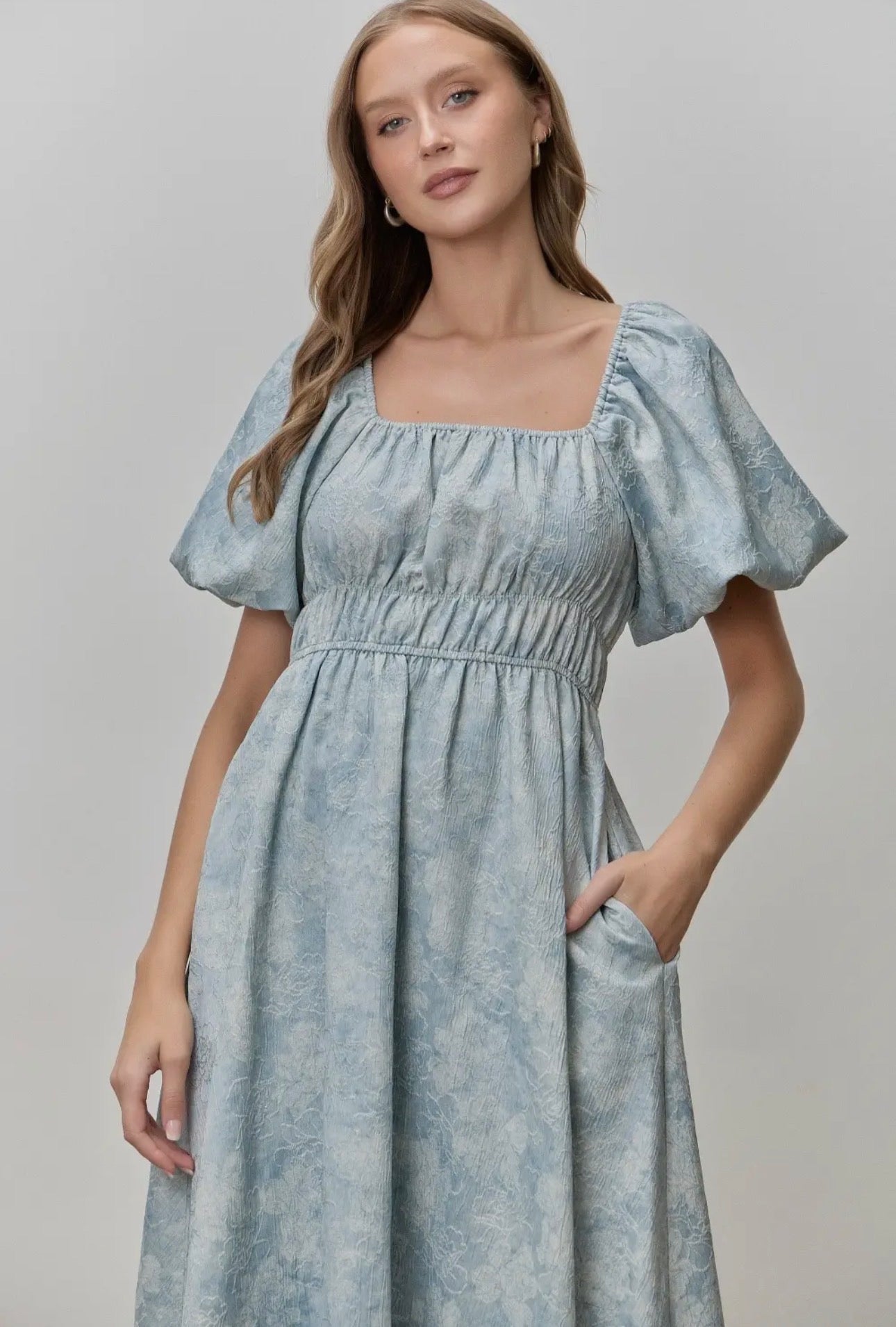 Ruthie Floral Square Neck Midi Dress