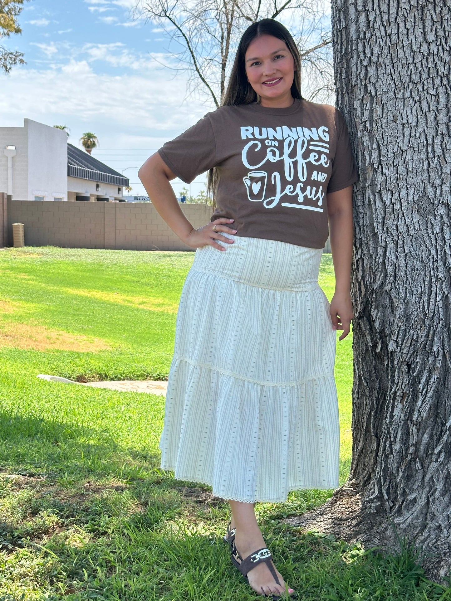 Tania Tiered A-Line Midi Skirt