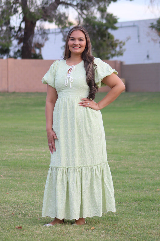 Floral Embroidered Tiered Maxi Dress