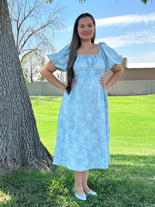 Ruthie Floral Square Neck Midi Dress