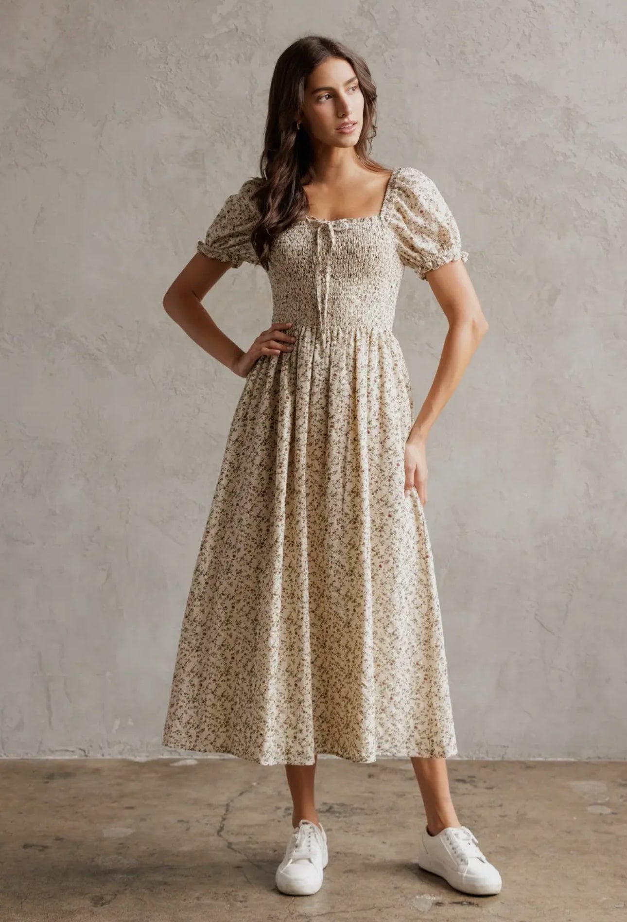 Keyli Floral Smocked Midi Dress