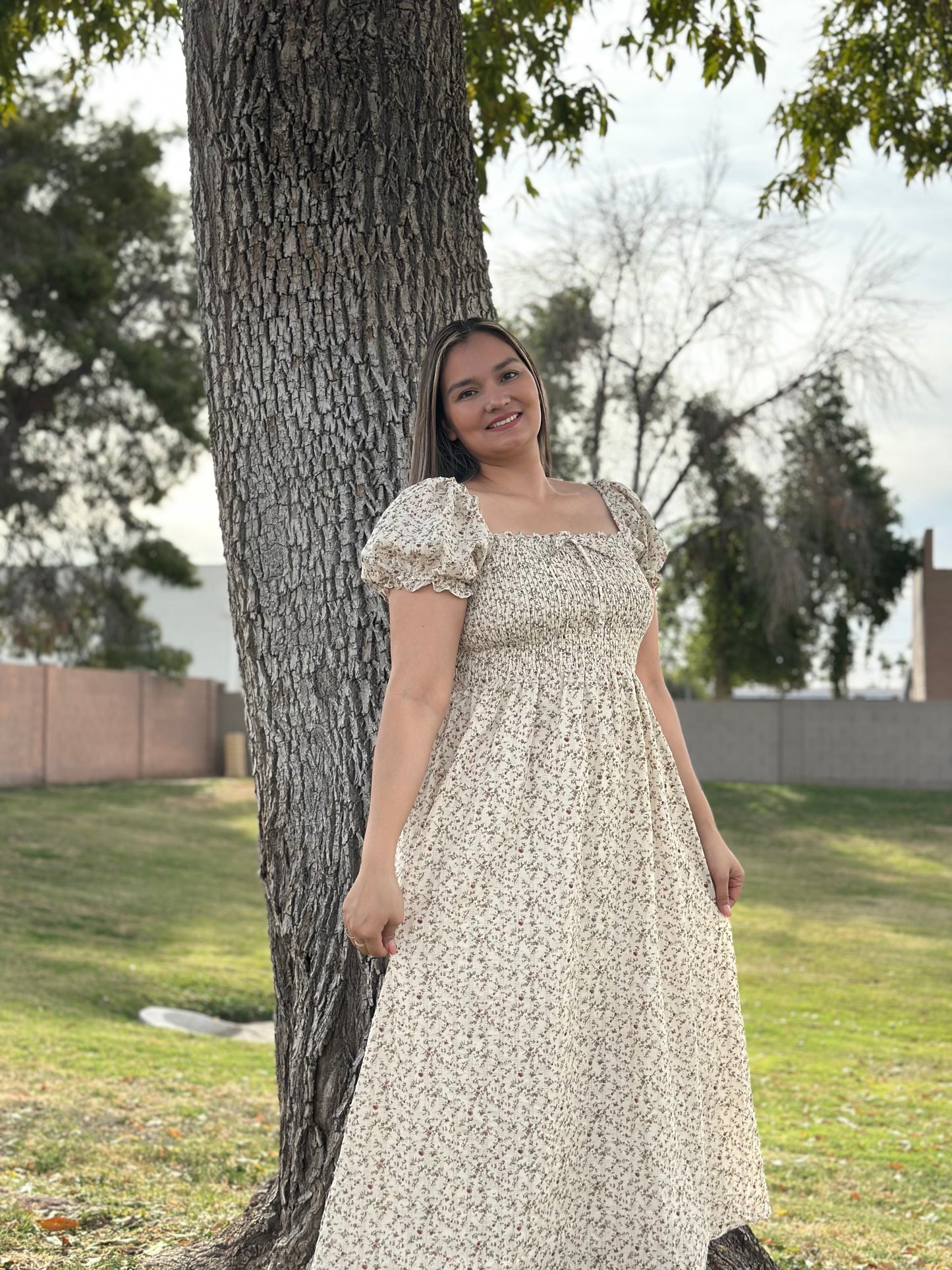 Keyli Floral Smocked Midi Dress