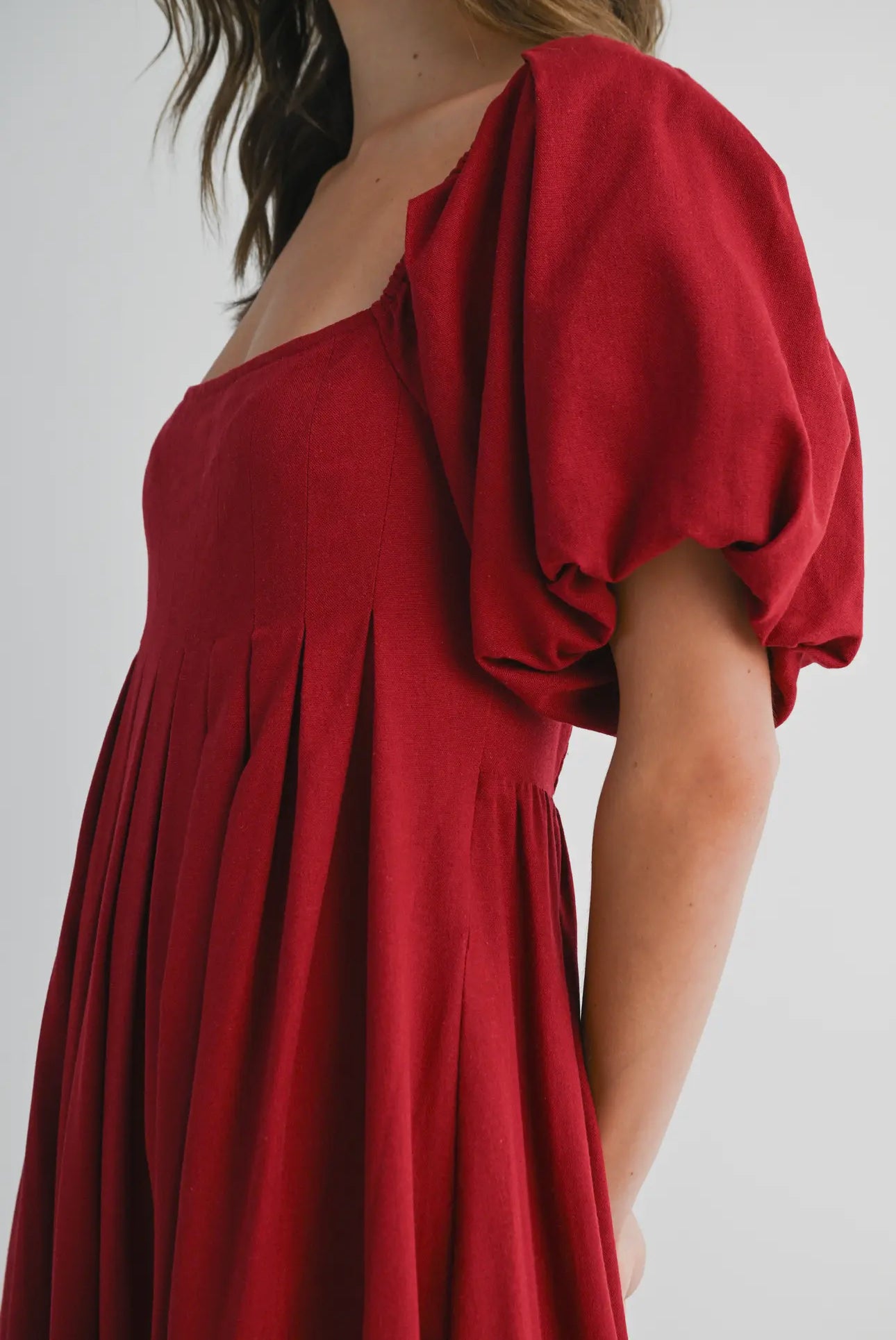 Square Neck Puff-Sleeve Maxi Dress