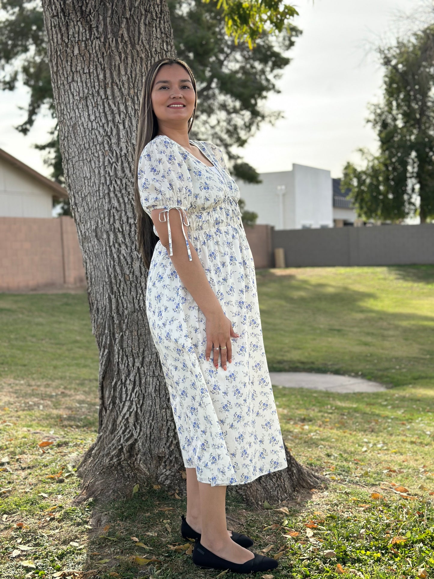 Eve Blue Floral Midi Dress