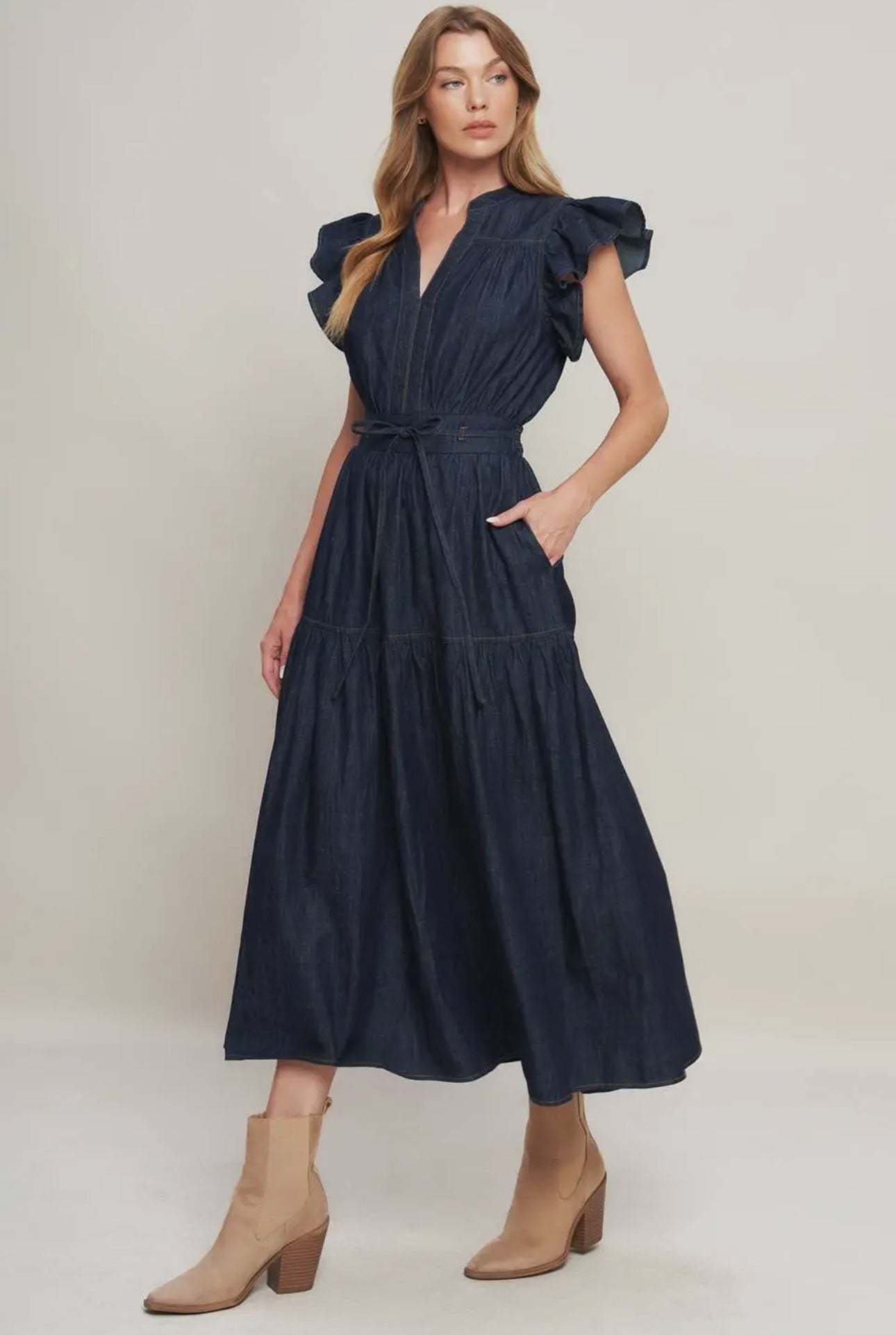 A Lightweight Denim Midi Dress