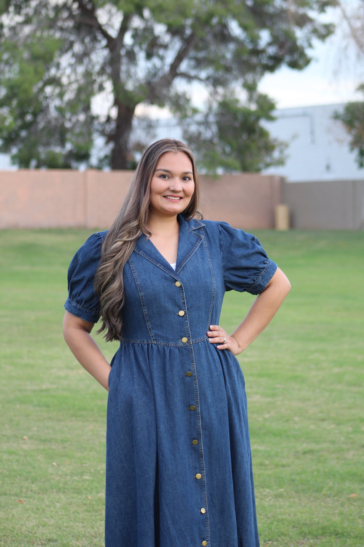 DENIM BUTTON DOWN DRESS