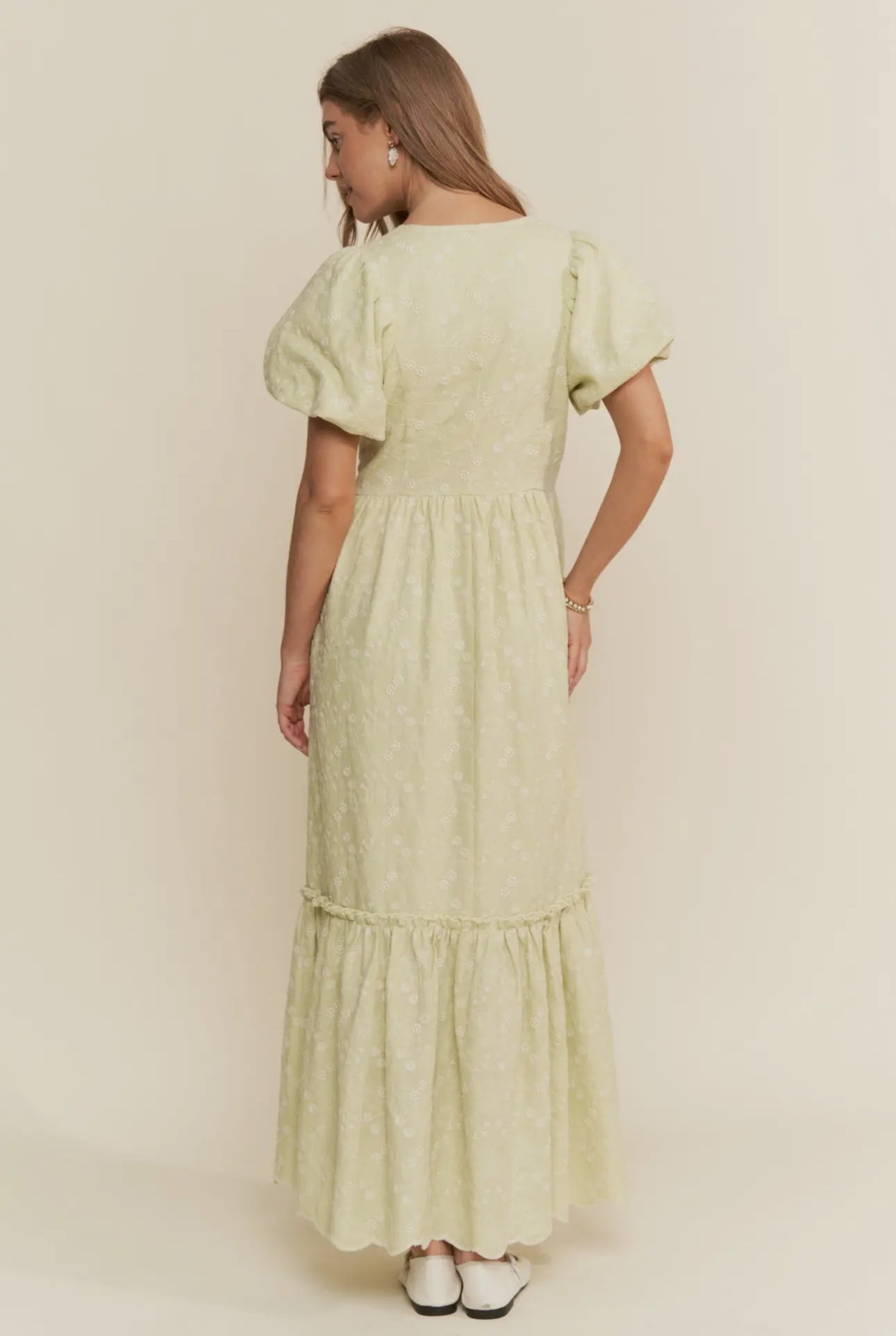 Floral Embroidered Tiered Maxi Dress