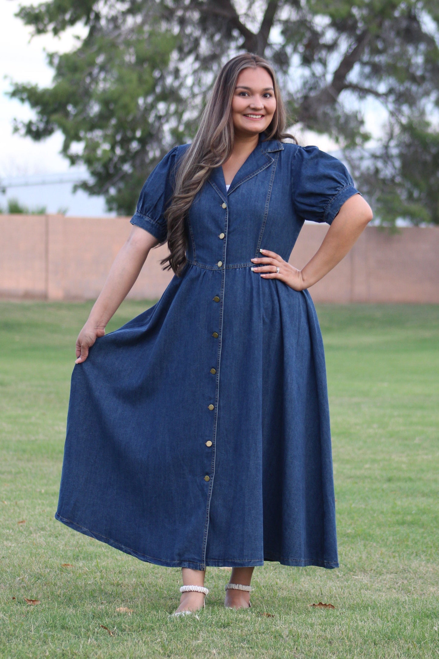 DENIM BUTTON DOWN DRESS