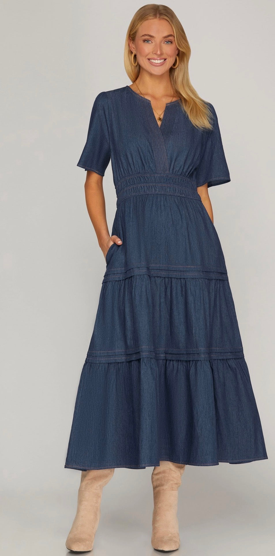 Nidia Denim Midi Dress