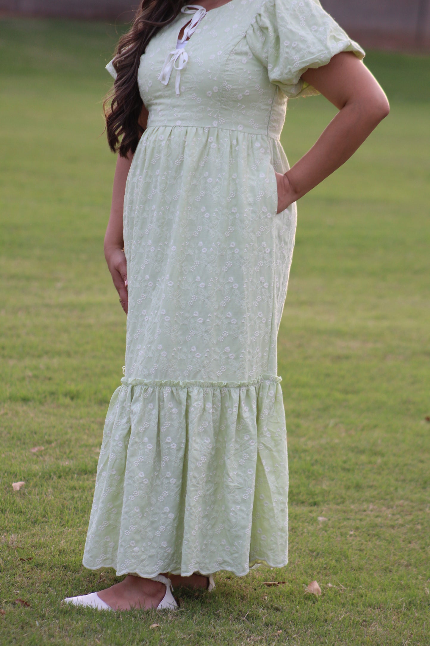 Floral Embroidered Tiered Maxi Dress