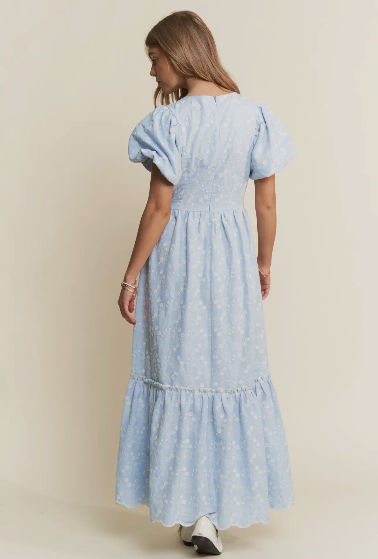 Floral Embroidered Tiered Maxi Dress
