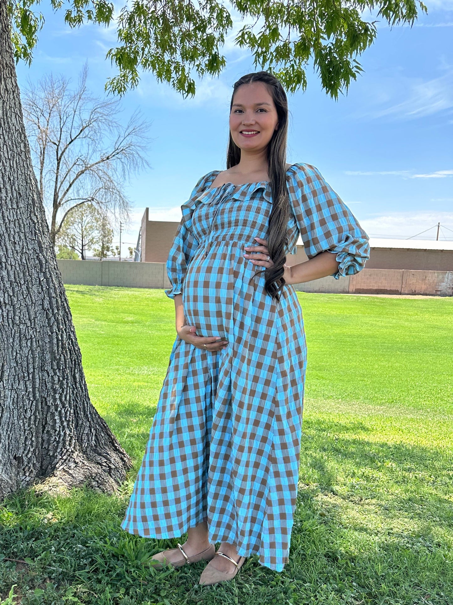 Celeste Cottage Gingham Smocked Maxi