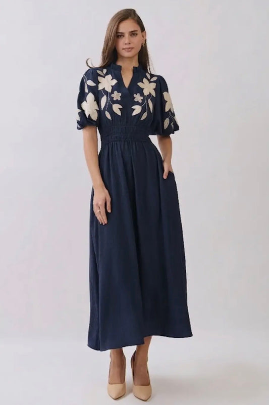 Valentina Embroidered Midi Dress(PRE-Order)