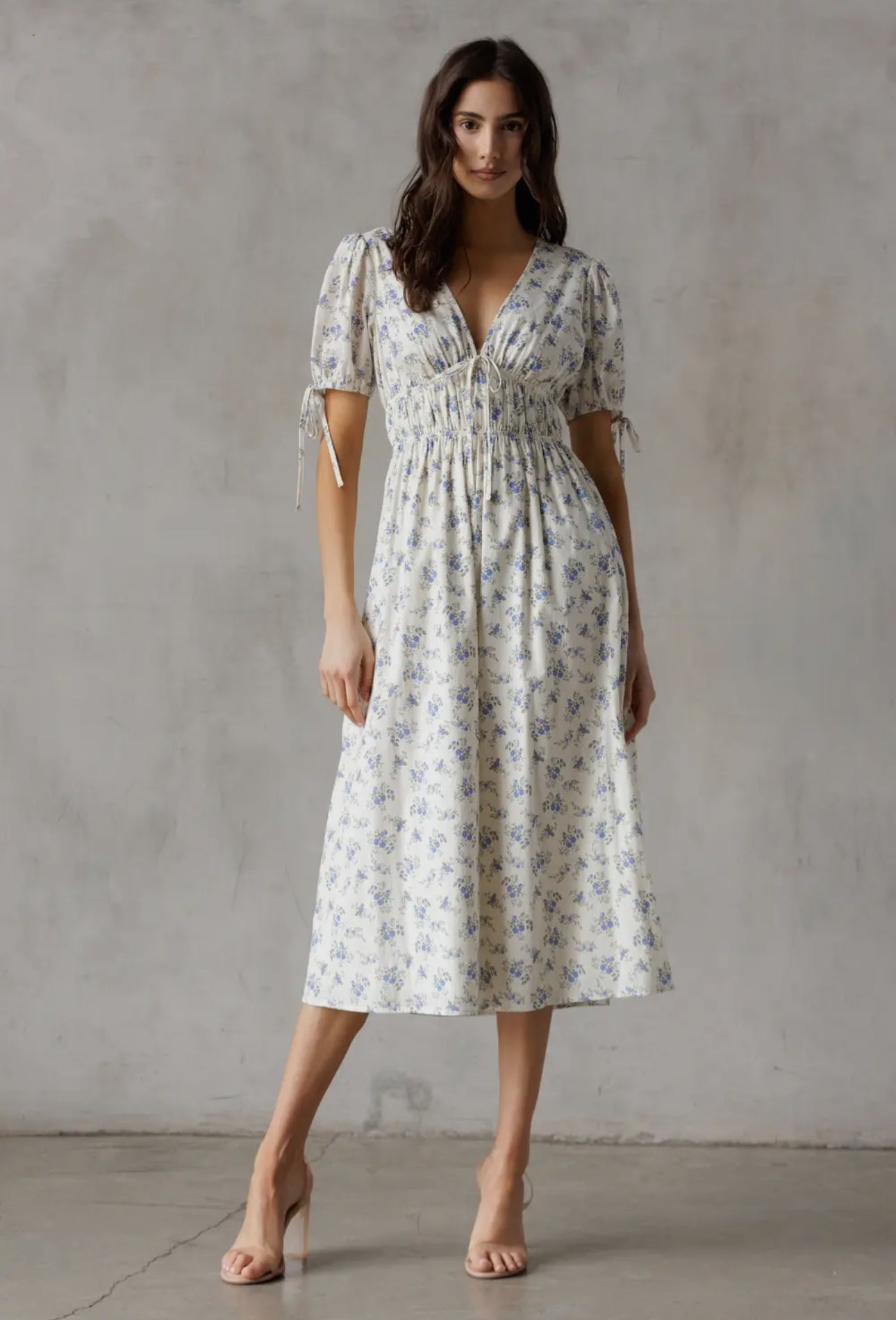 Eve Blue Floral Midi Dress