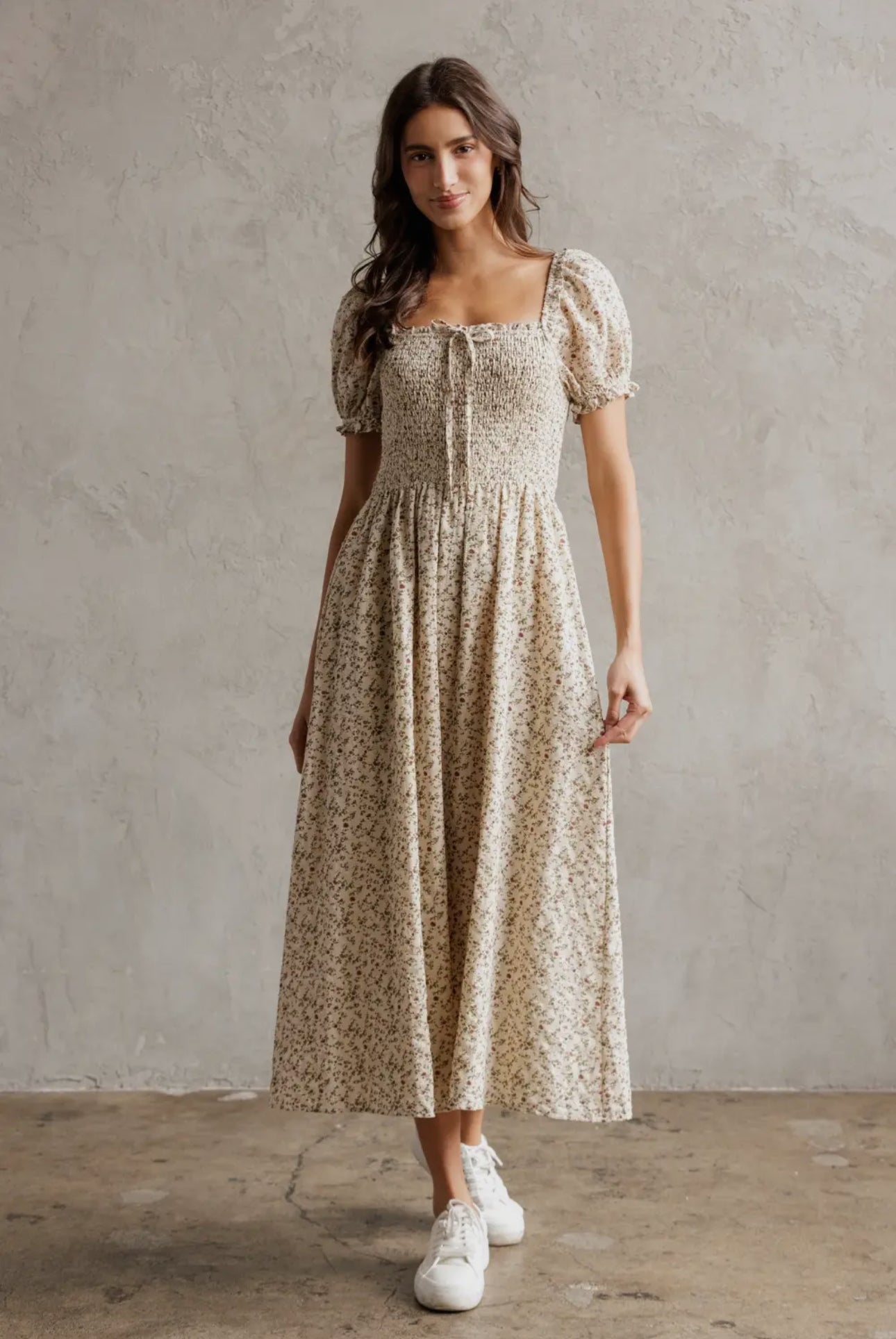 Keyli Floral Smocked Midi Dress