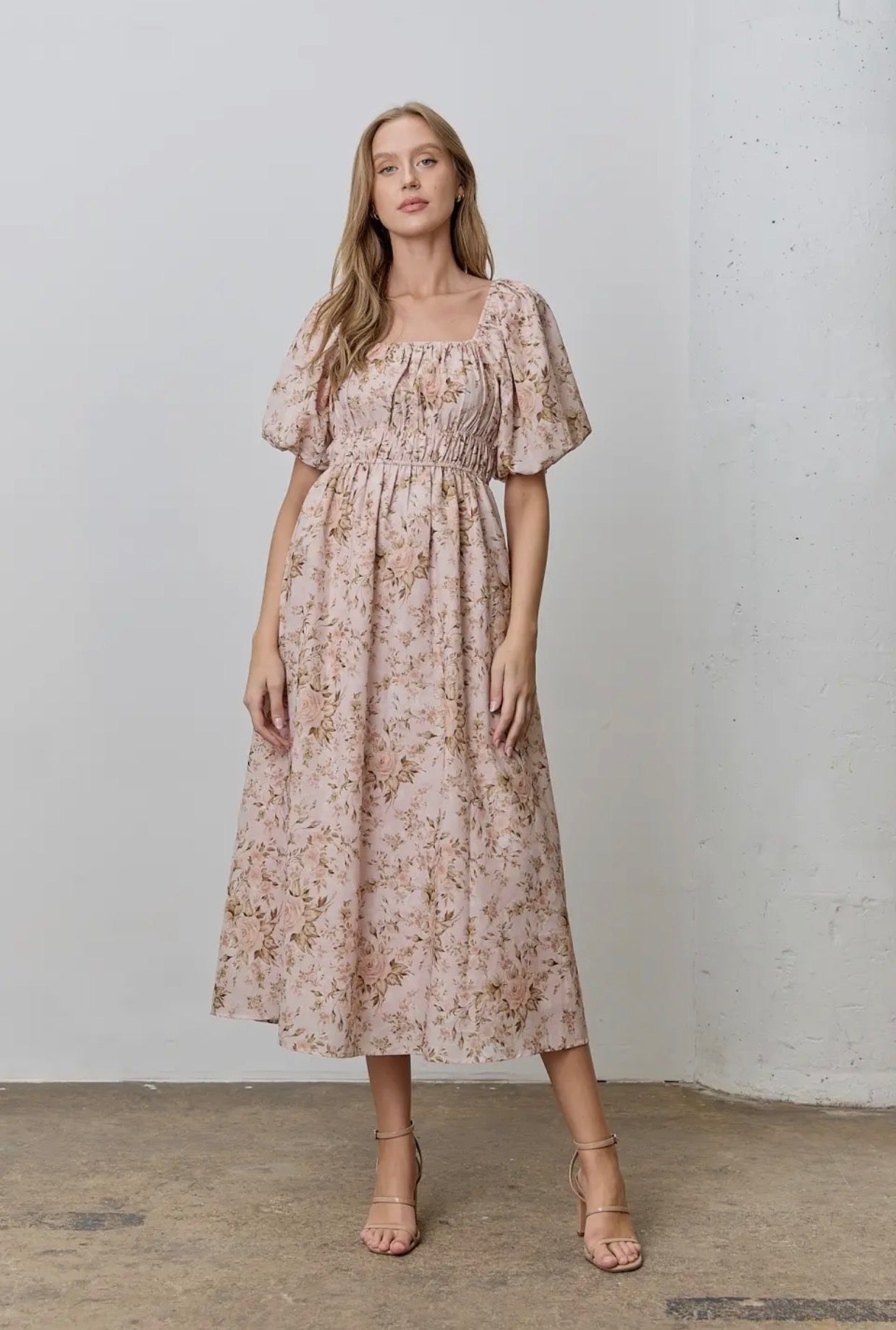 Angie Floral Print Midi Dress