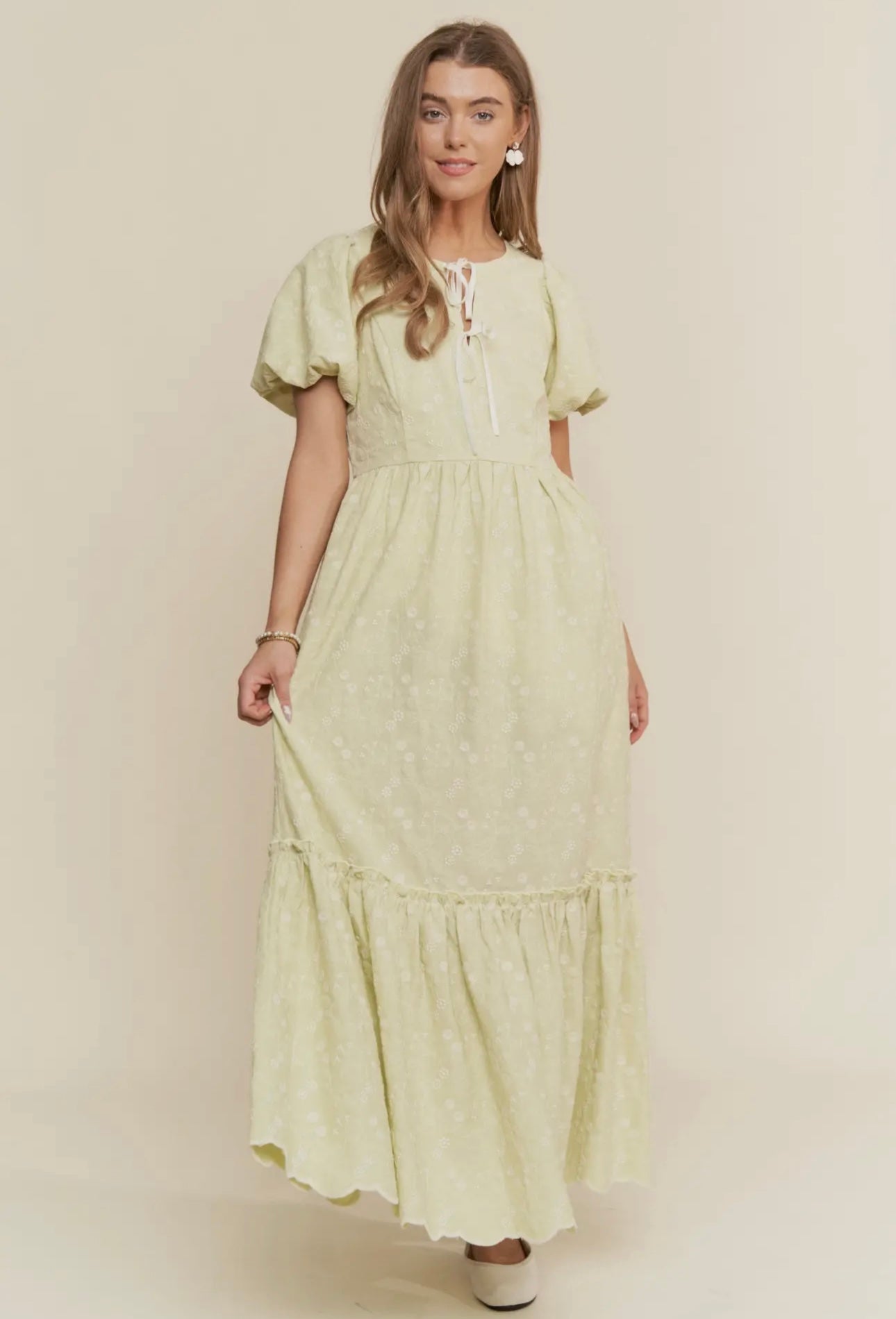 Floral Embroidered Tiered Maxi Dress