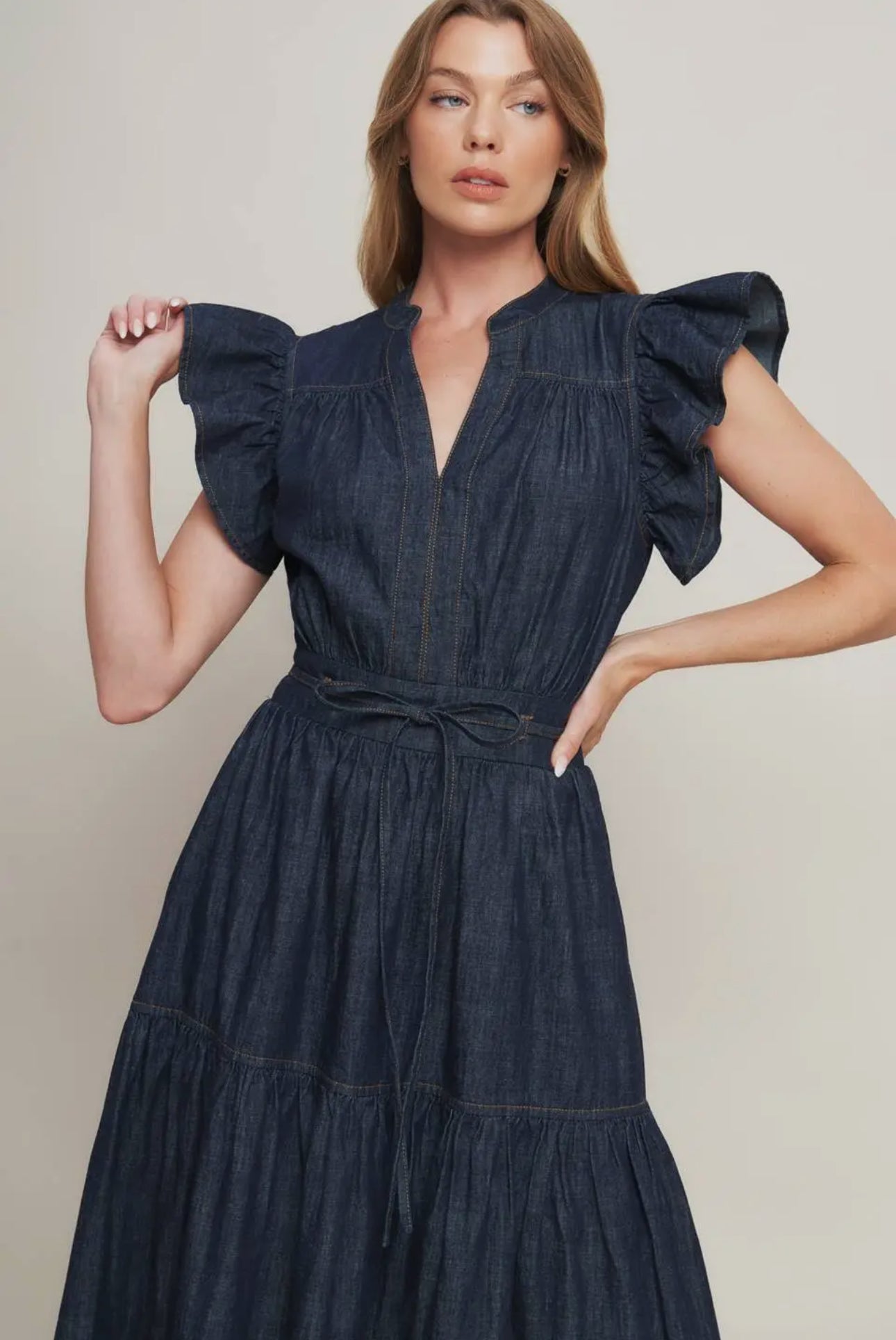 A Lightweight Denim Midi Dress