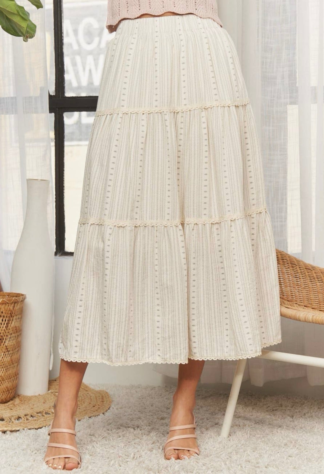 Tania Tiered A-Line Midi Skirt