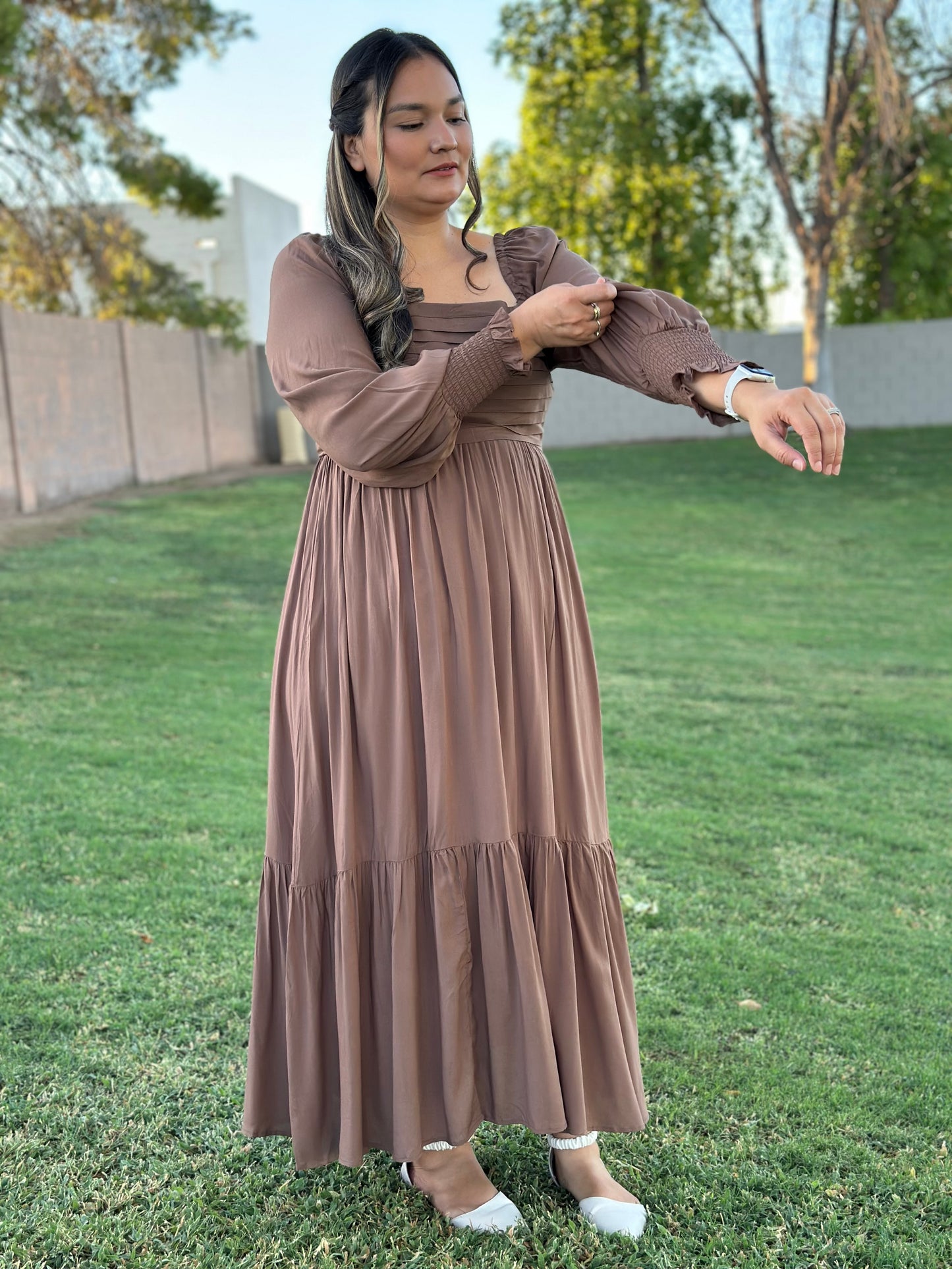Smocked Ruffled Floral Maxi