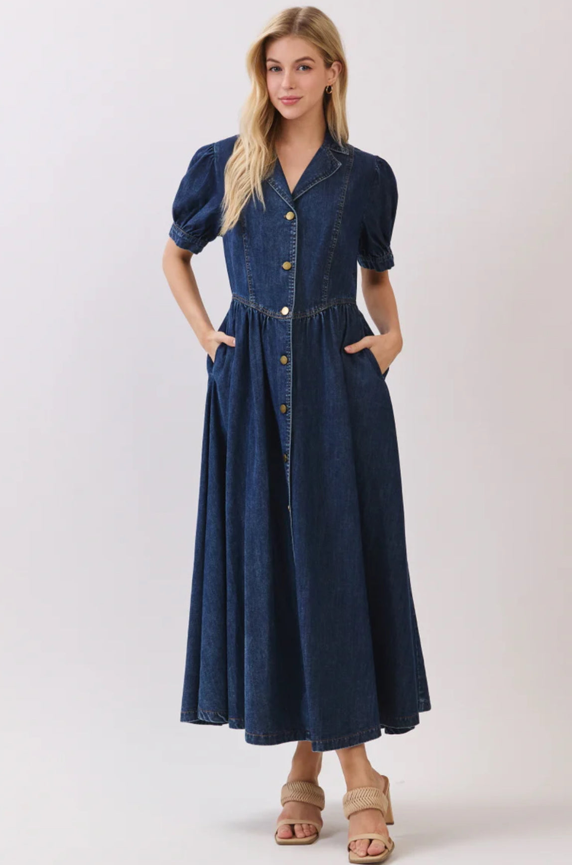 DENIM BUTTON DOWN DRESS