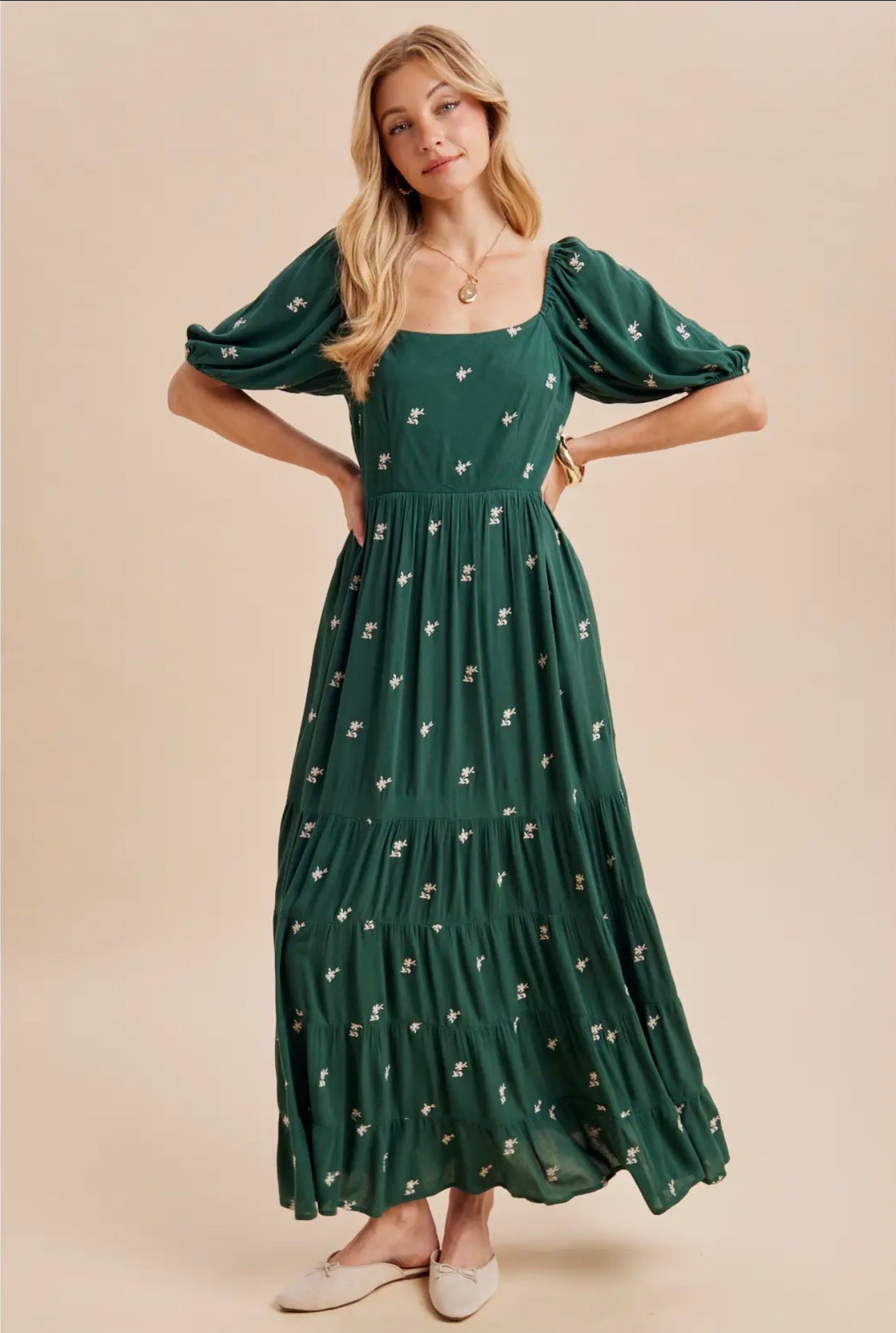 Mabel Embroidered Tiered Maxi Dress
