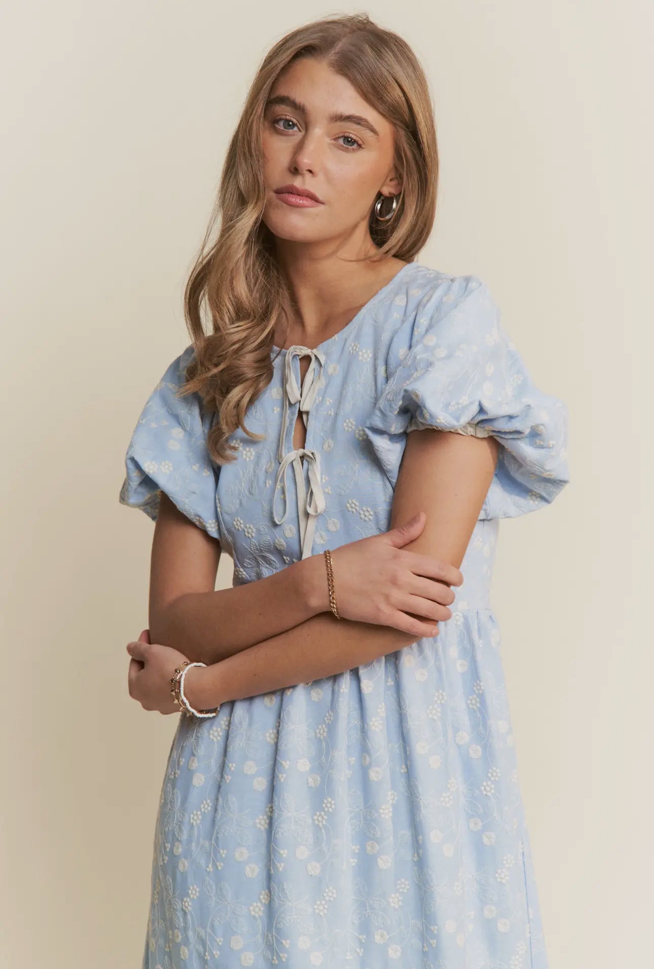 Floral Embroidered Tiered Maxi Dress