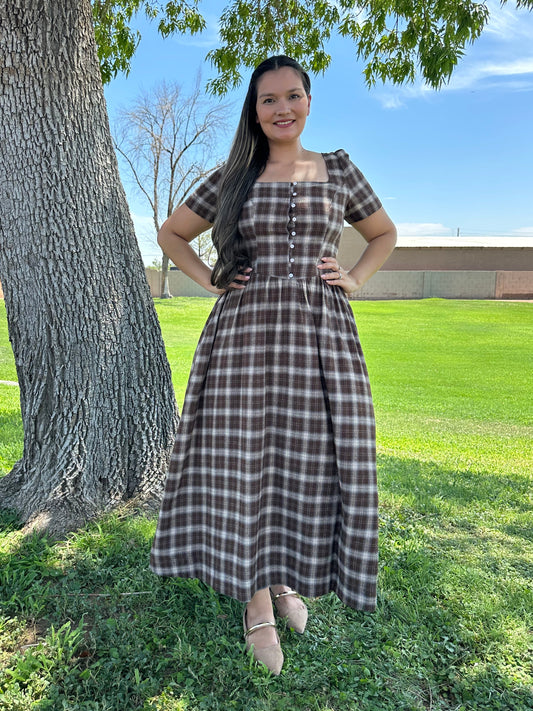 Lisa Tartan Drop Waist Maxi Dress