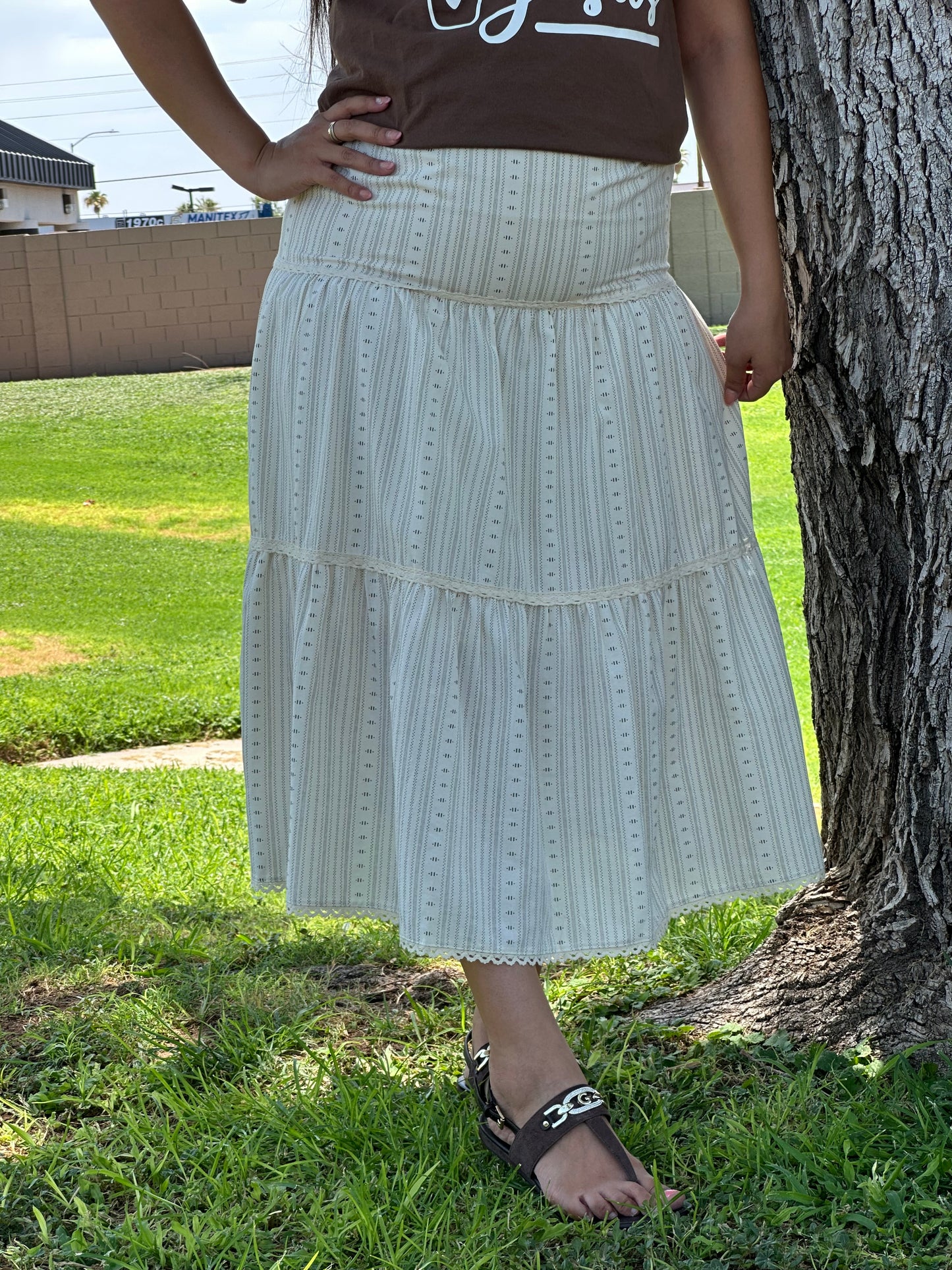 Tania Tiered A-Line Midi Skirt